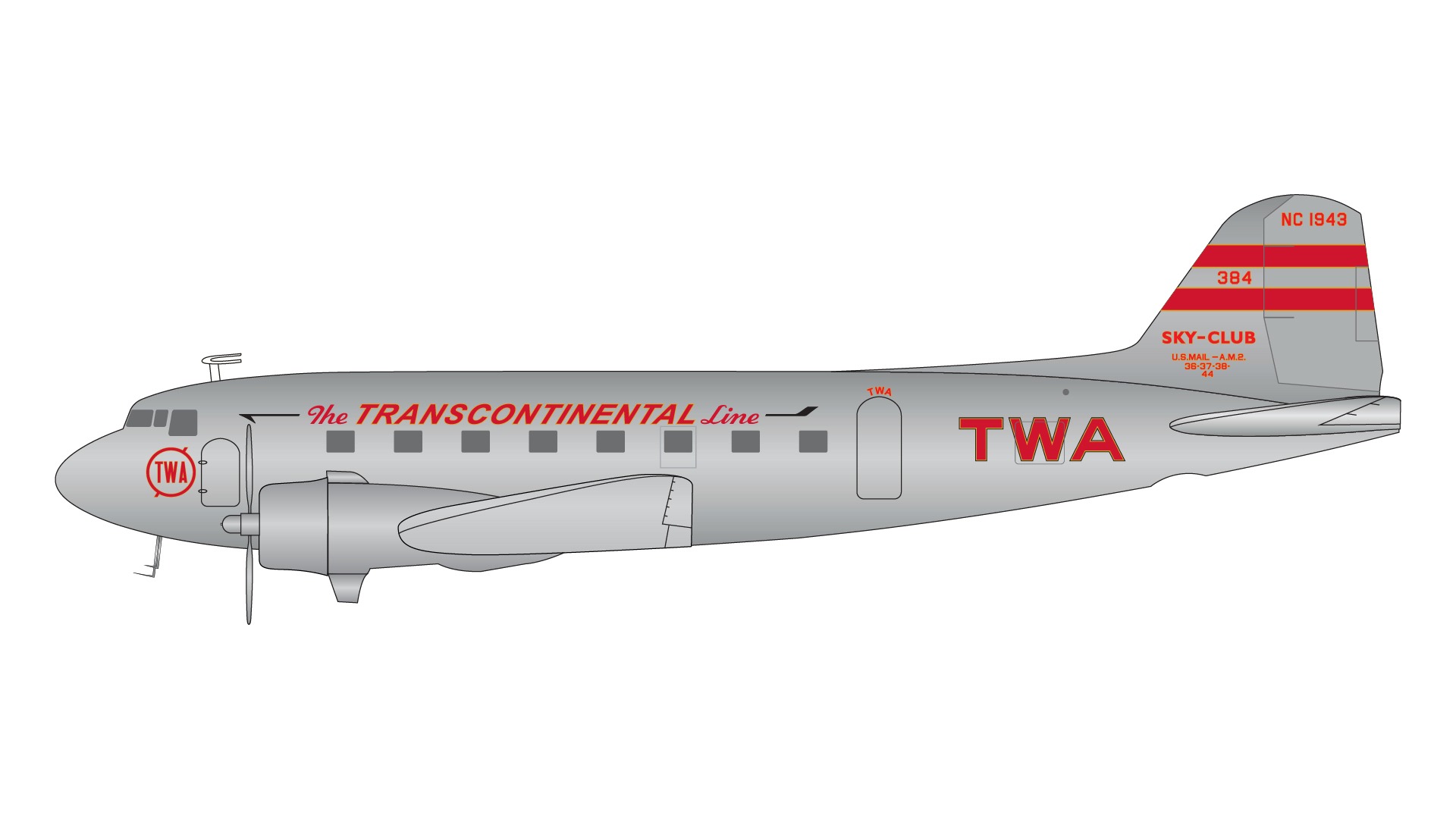 G2TWA314 GEMINI 200 TWA Trans World Airlines / トランス・ワールド航空 DC-3 NC1943 polished 1:200 お取り寄せ