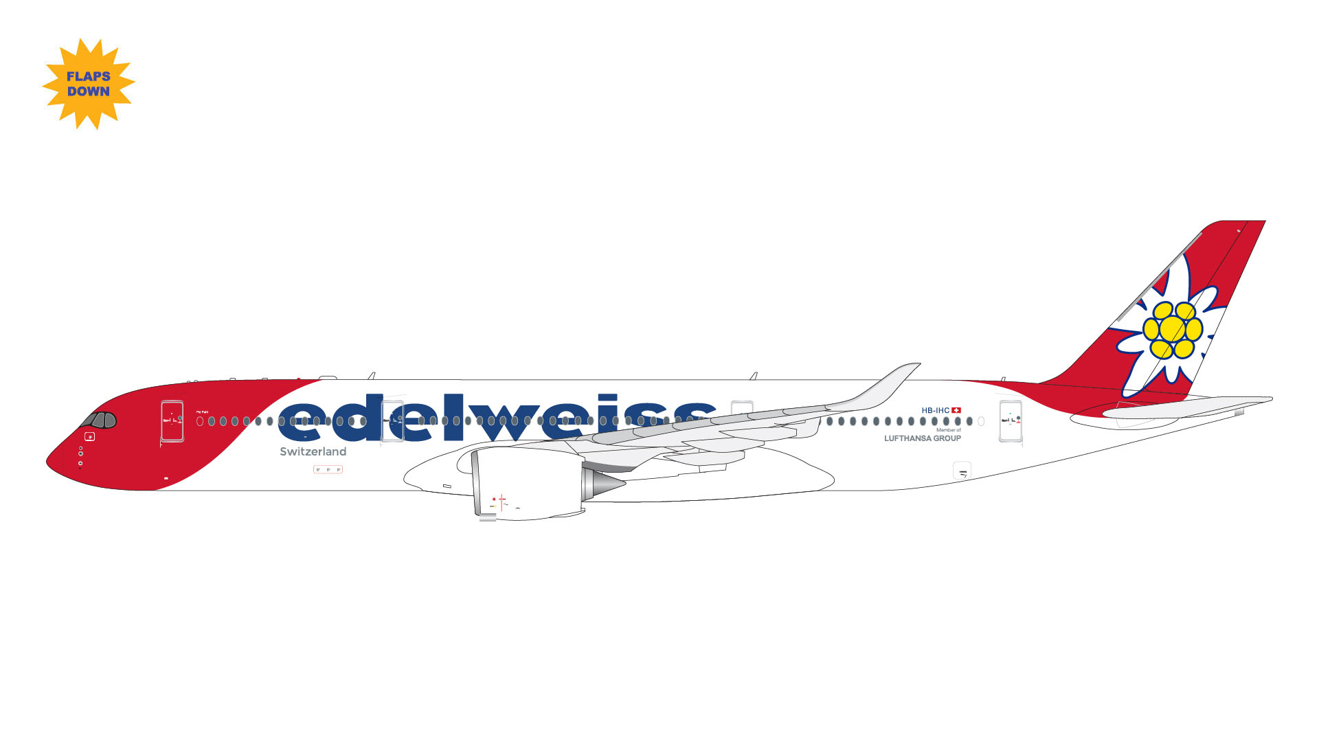 GJEDW2315F GEMINI JETS Edelweiss Air / エーデルワイス航空  A350-900 flaps down HB-IHC 1:400 メーカー完売