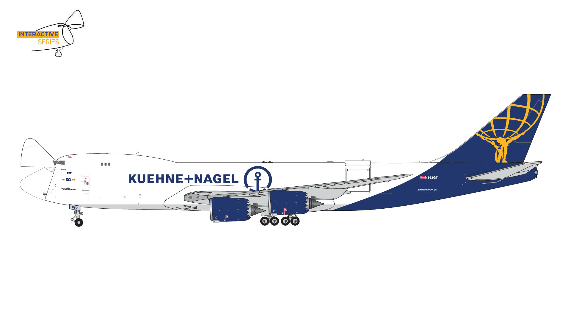 GJGTI2205 GEMINI JETS ATLAS AIR / アトラス航空 Kuehne+Nagel Interactive Series B747-8F N862GT 1:400 メーカー完売