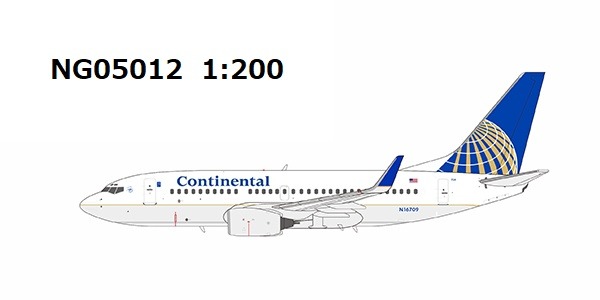 NG05012 NG MODELS Continental Airlines / コンチネンタル航空 B737-700w N16709 1:200 お取り寄せ NG MODELS 1:200 Continental Airlines / コンチネンタル航空 737-700 亜鉛ダイキャスト製
