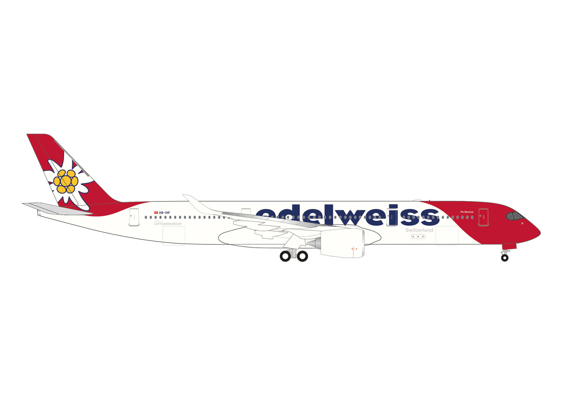 538190 Herpa Edelweiss Air / エーデルワイス航空 A350-900 HB-IHF Piz Bernina 1:500 メーカー完売