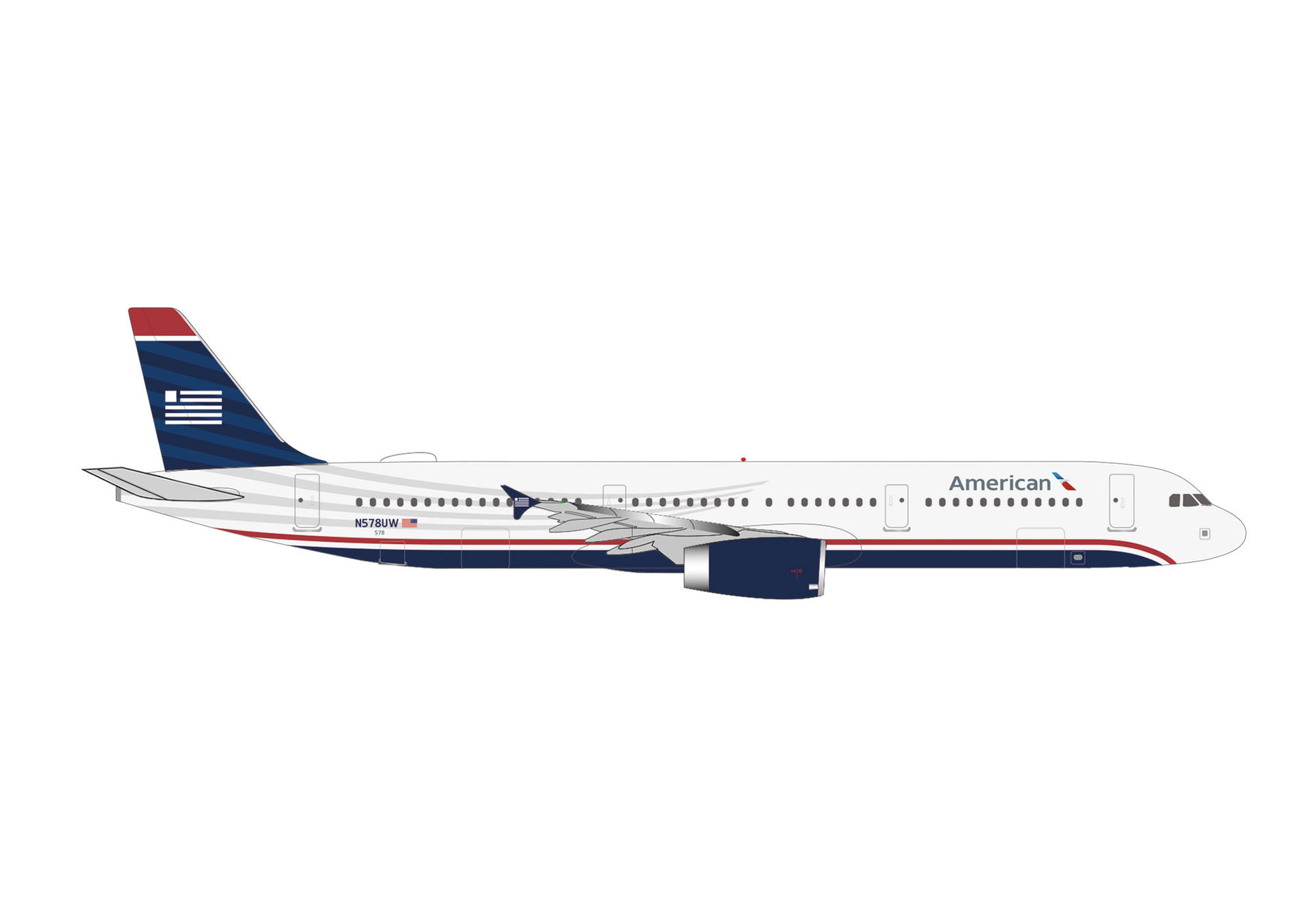 538251 Herpa American Airlines / アメリカン航空 A321 N578UW US Airways Heritage livery 1:500