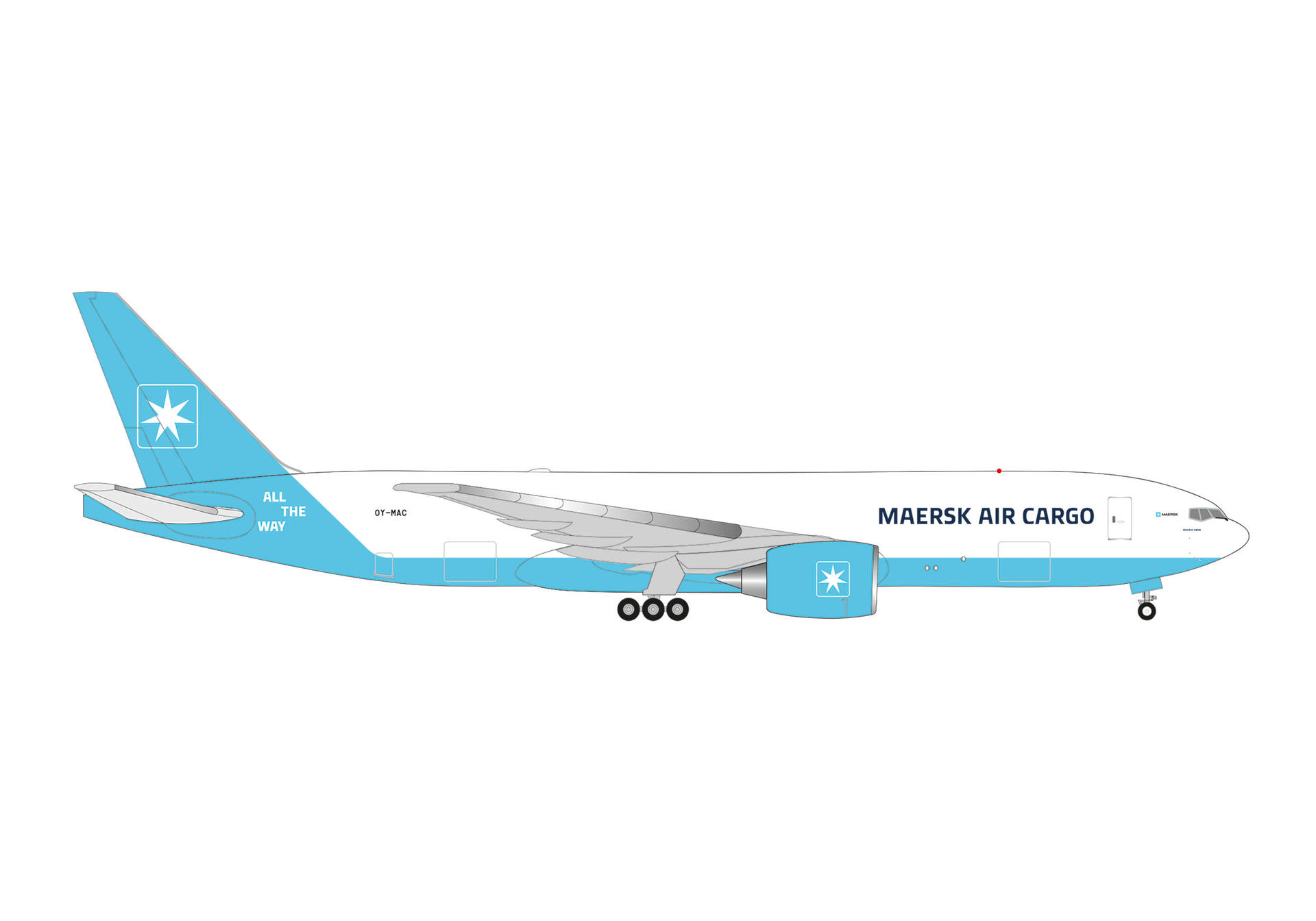 538305 Herpa Maersk Air Cargo / マースク航空 カーゴ/マースク航空輸送サービス B777F OY-MAC Maersk Swan 1:500 メーカー完売