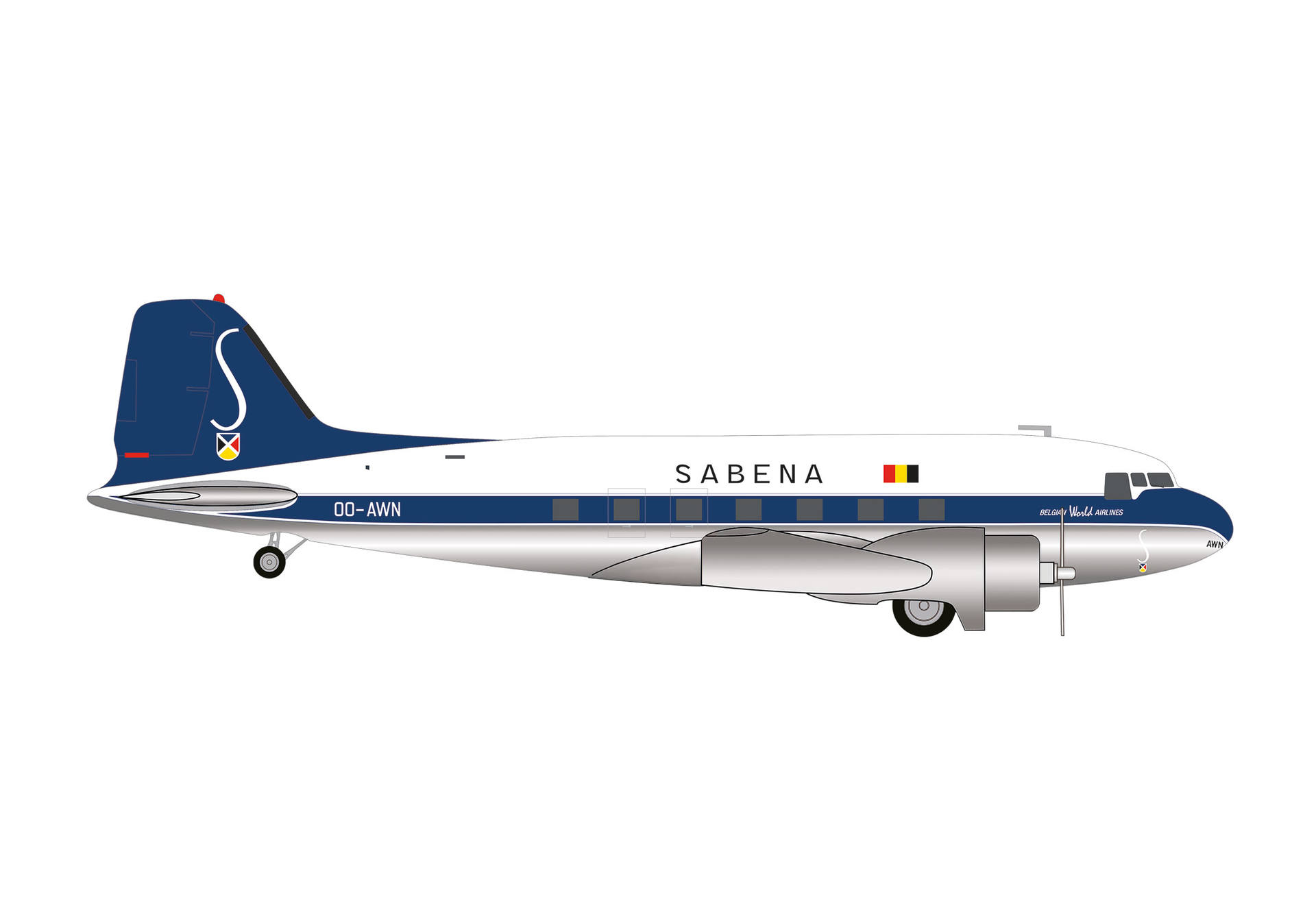 573399 Herpa Sabena / サベナベルギー航空 DC-3 OO-AWN 1:200 完売しました。