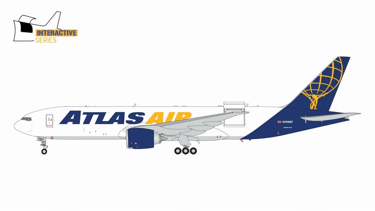 GJGTI2147 GEMINI JETS ATLAS AIR / アトラス航空 Interactive Series開閉選択式 B777-200LRF N703GT 1:400 お取り寄せ