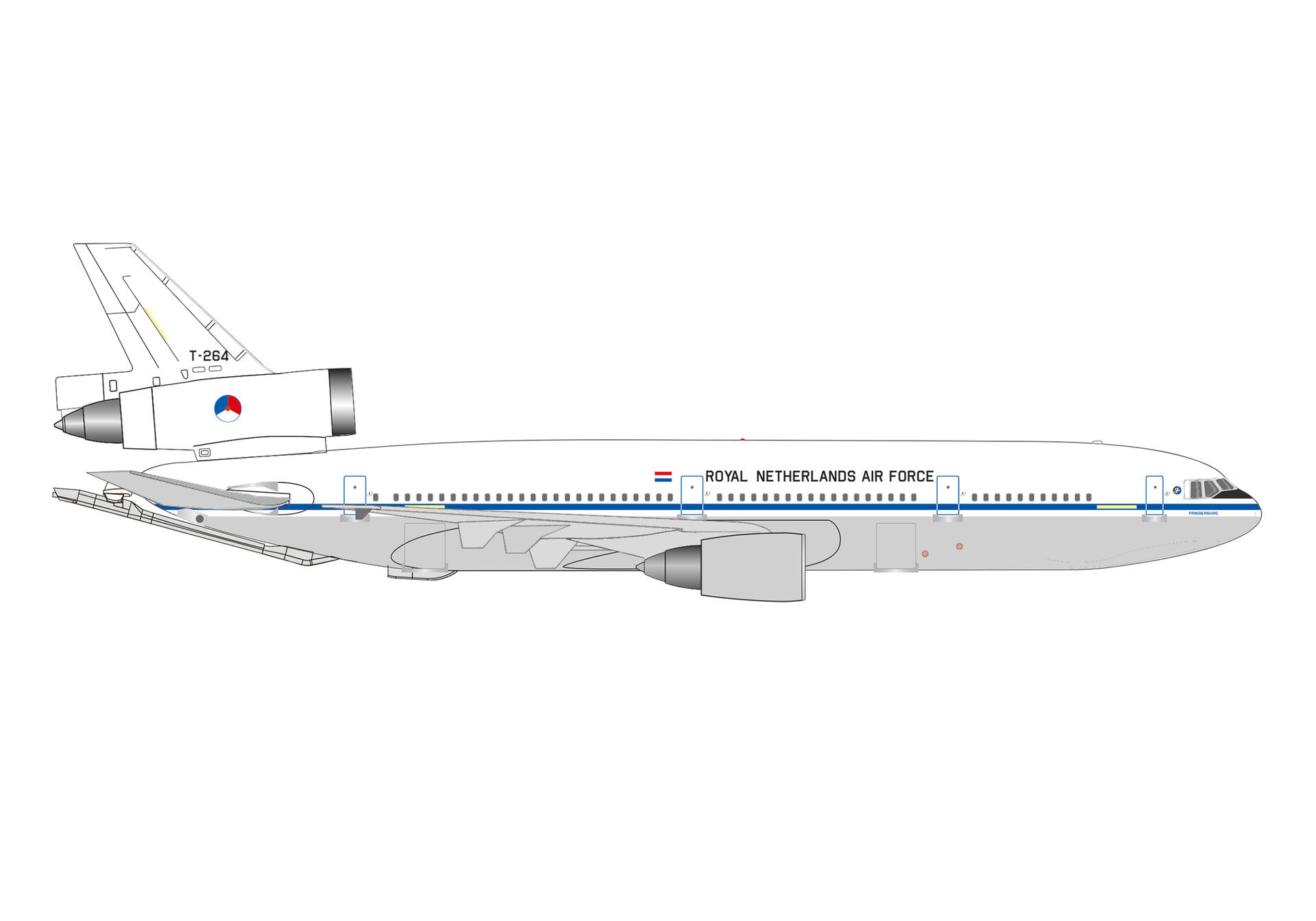 538374 Herpa ROYAL NETHERLANDS AIR FORCE / オランダ空軍 オランダ王立空軍 KDC-10 T-264 334 Sqn, Eindhoven AB Prins Bernhard 1:500 メーカー完売