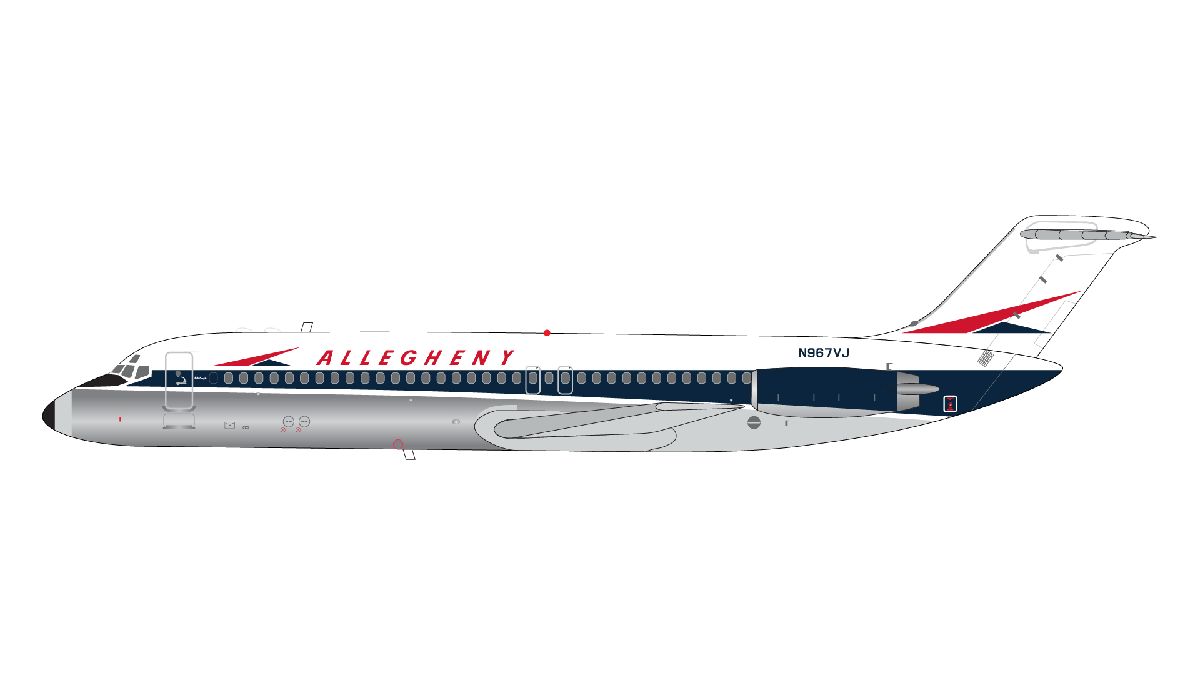 G2USA1358 GEMINI 200 Allegheny Airlines / アレゲニー航空 DC-9-31 N967VJ w/ polished belly & upgraded stand 1:200 お取り寄せ