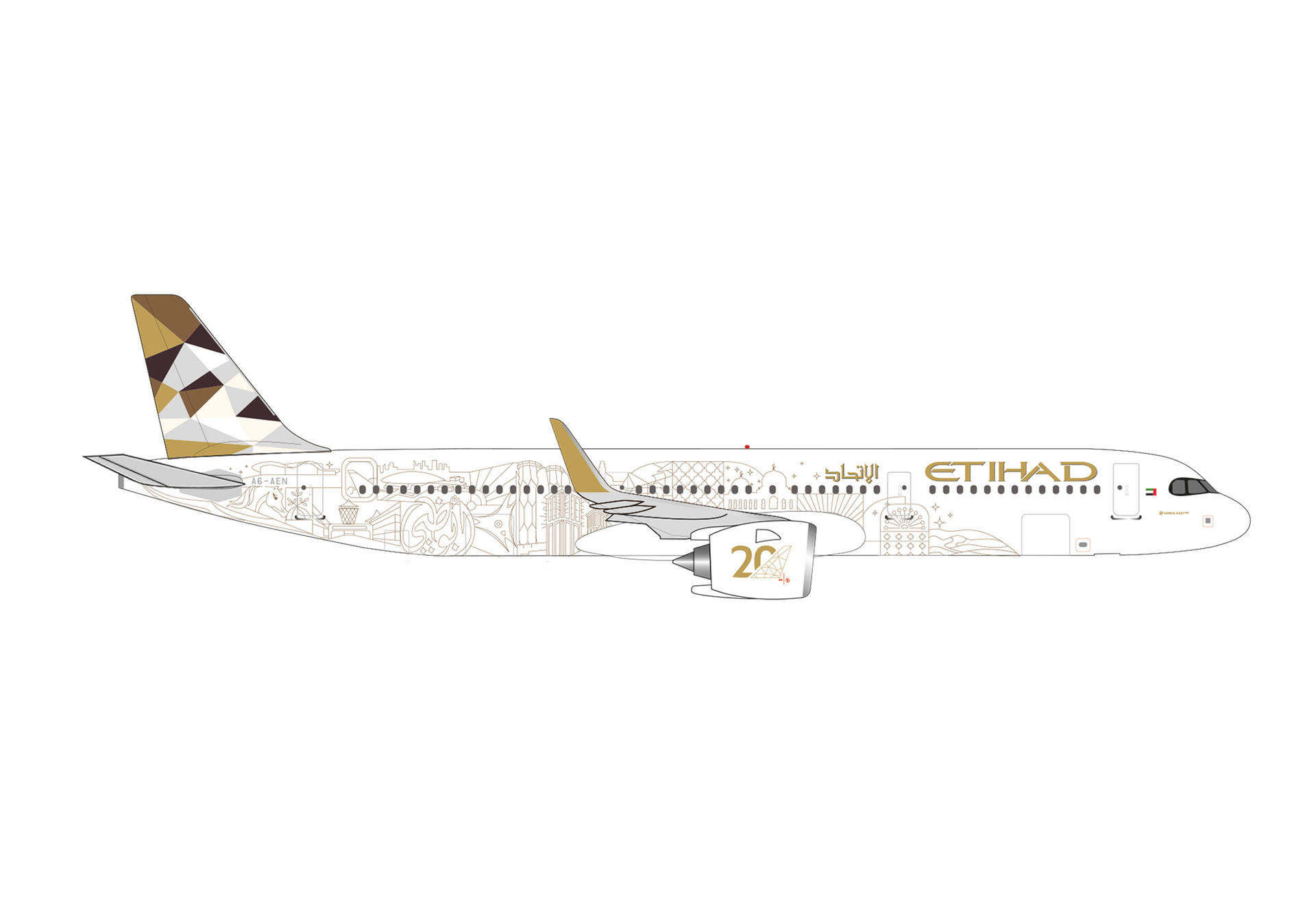 538473 Herpa Etihad Airways / エティハド航空 A321neo A6-AEN 20周年記念 1:500 完売しました。 Herpa 1:500 ETIHAD AIRWAYS / エティハド航空 A321neo 亜鉛ダイキャスト製