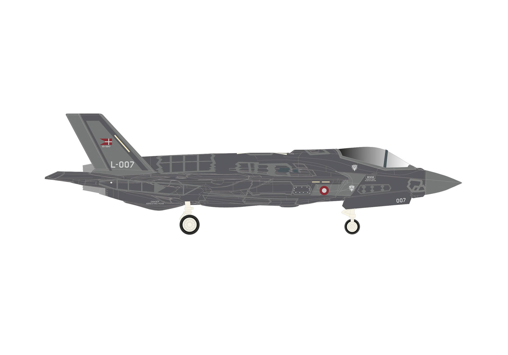 573603 Herpa Royal Danish Air Force / デンマーク空軍 F-35A ライトニングⅡ L-007 スクリュズストロプ空軍基地 727戦闘飛行隊 1:200 完売しました。