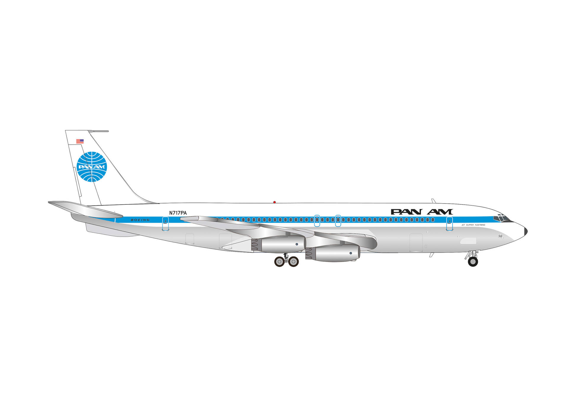 573696 Herpa Pan American Airways / パンアメリカン航空 B707-300 N717PA 