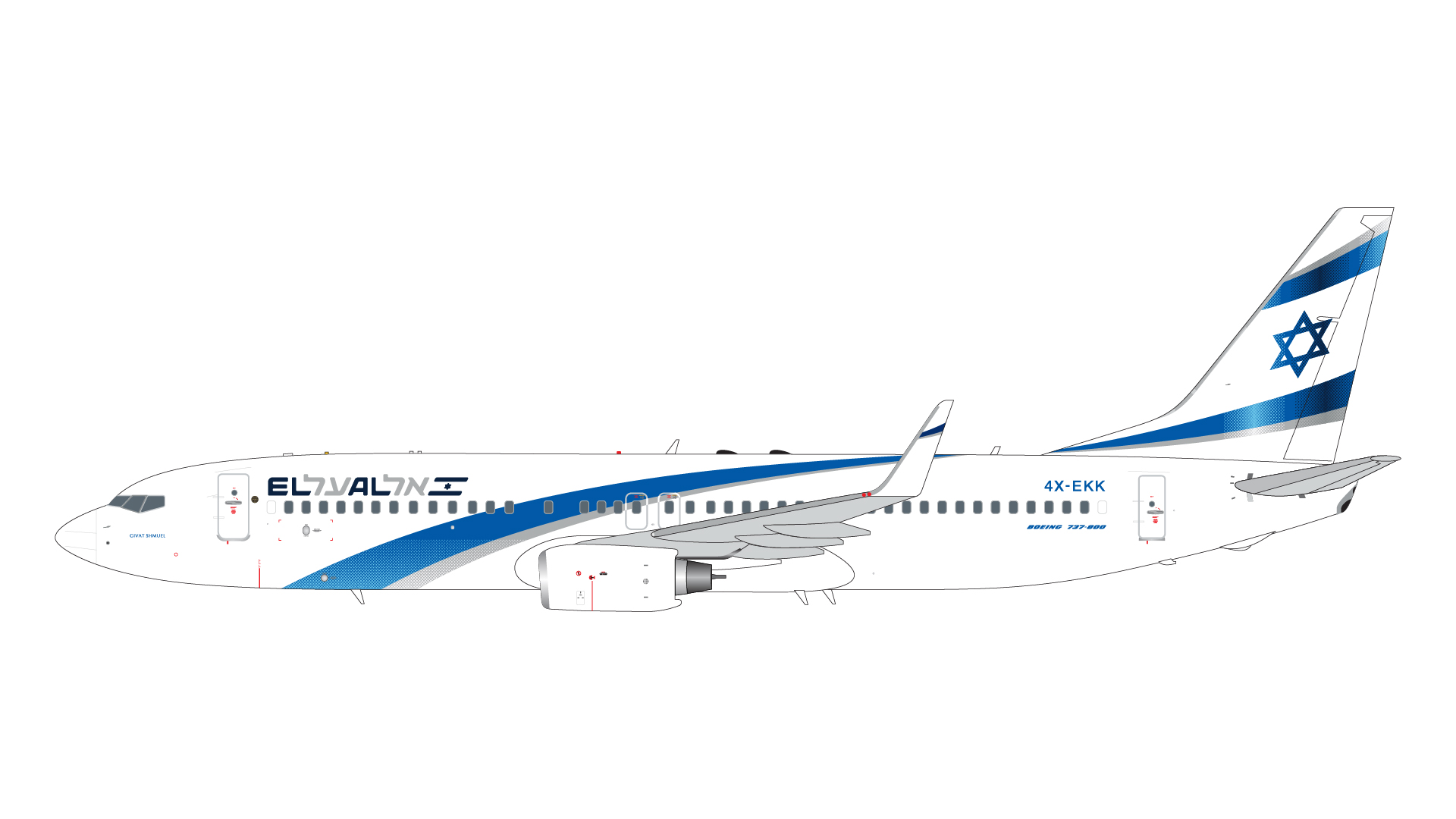G2ELY1360 GEMINI 200 ELAL / エル・アル航空/イスラエル B737-800W 4X-EKK upgraded stand 1:200 GEMINI JETS 1:200 El Al Israel Airlines / エル・アル航空/イスラエル 737-800 亜鉛ダイキャスト製