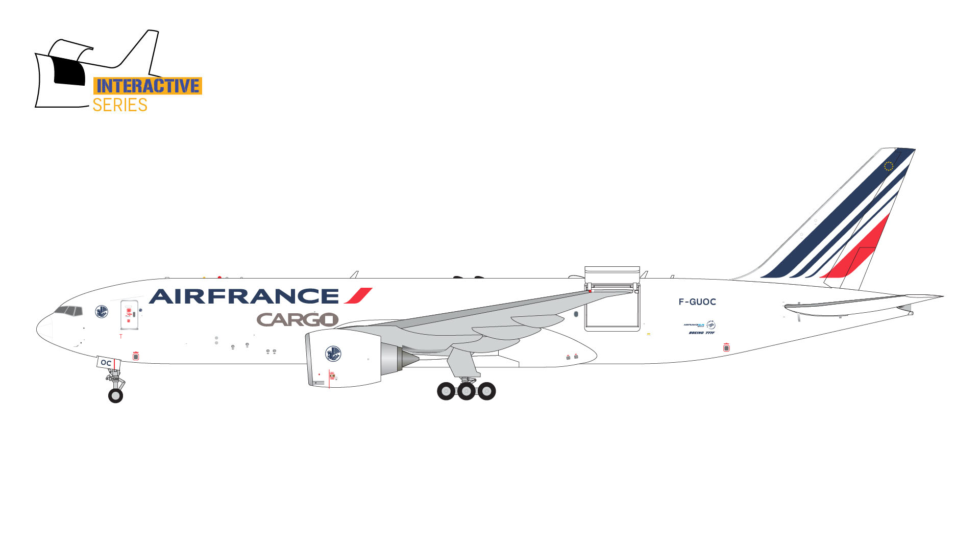 GJAFR2148 GEMINI JETS Air France / エールフランス Interactive Series 開閉選択式 B777-200LRF F-GUOC 1:400 お取り寄せ