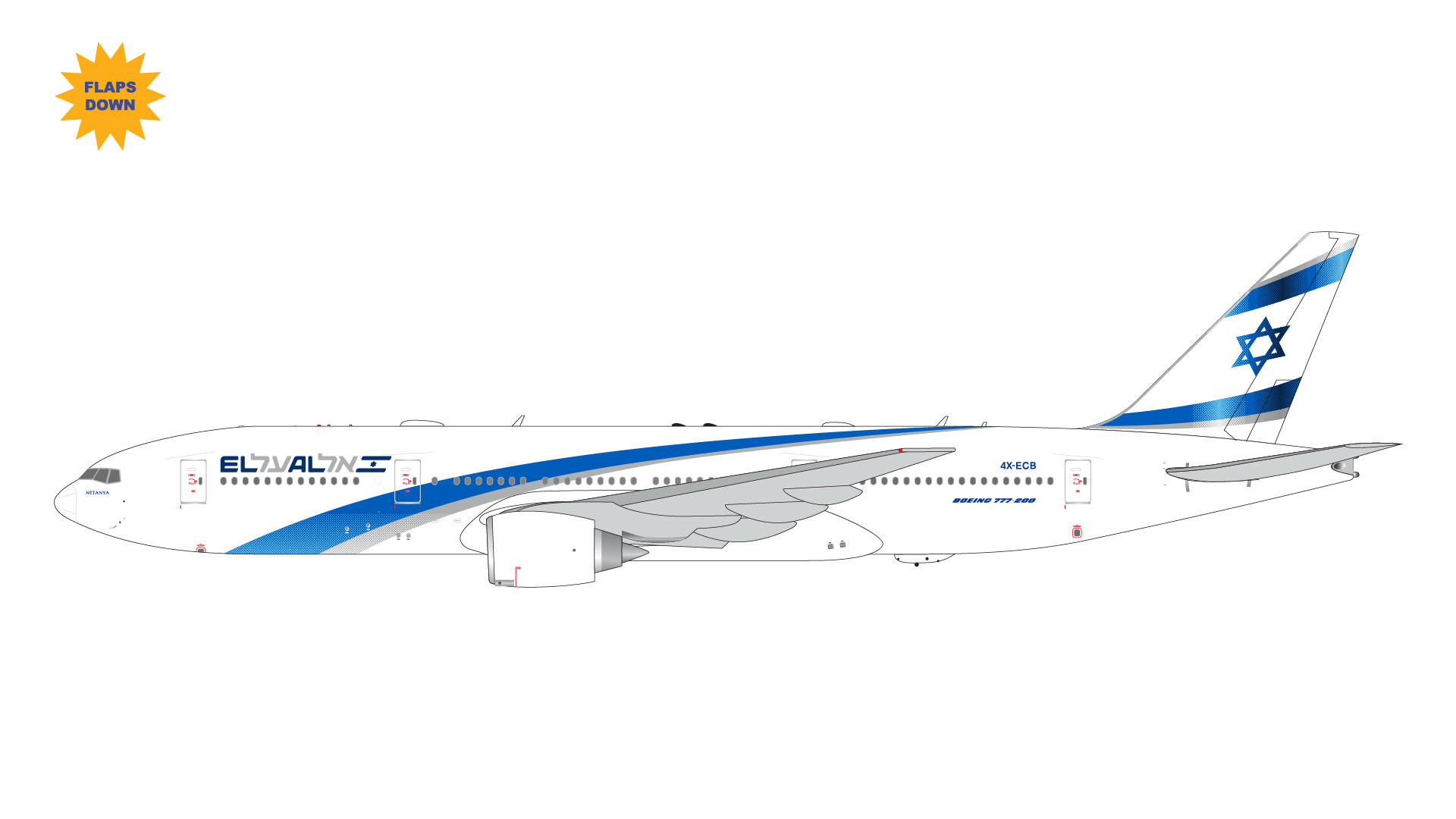 GJELY2300F GEMINI JETS ELAL / エル・アル航空/イスラエル  B777-200ER flaps down 4X-ECB 1:400