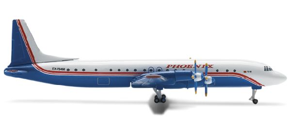 514910 Herpa Phoenix Aviation / フェニックス IL-18 EX-75466 1:500 メーカー完売 Herpa 1:500 Phoenix Aviation / フェニックス IL-18 亜鉛ダイキャスト製