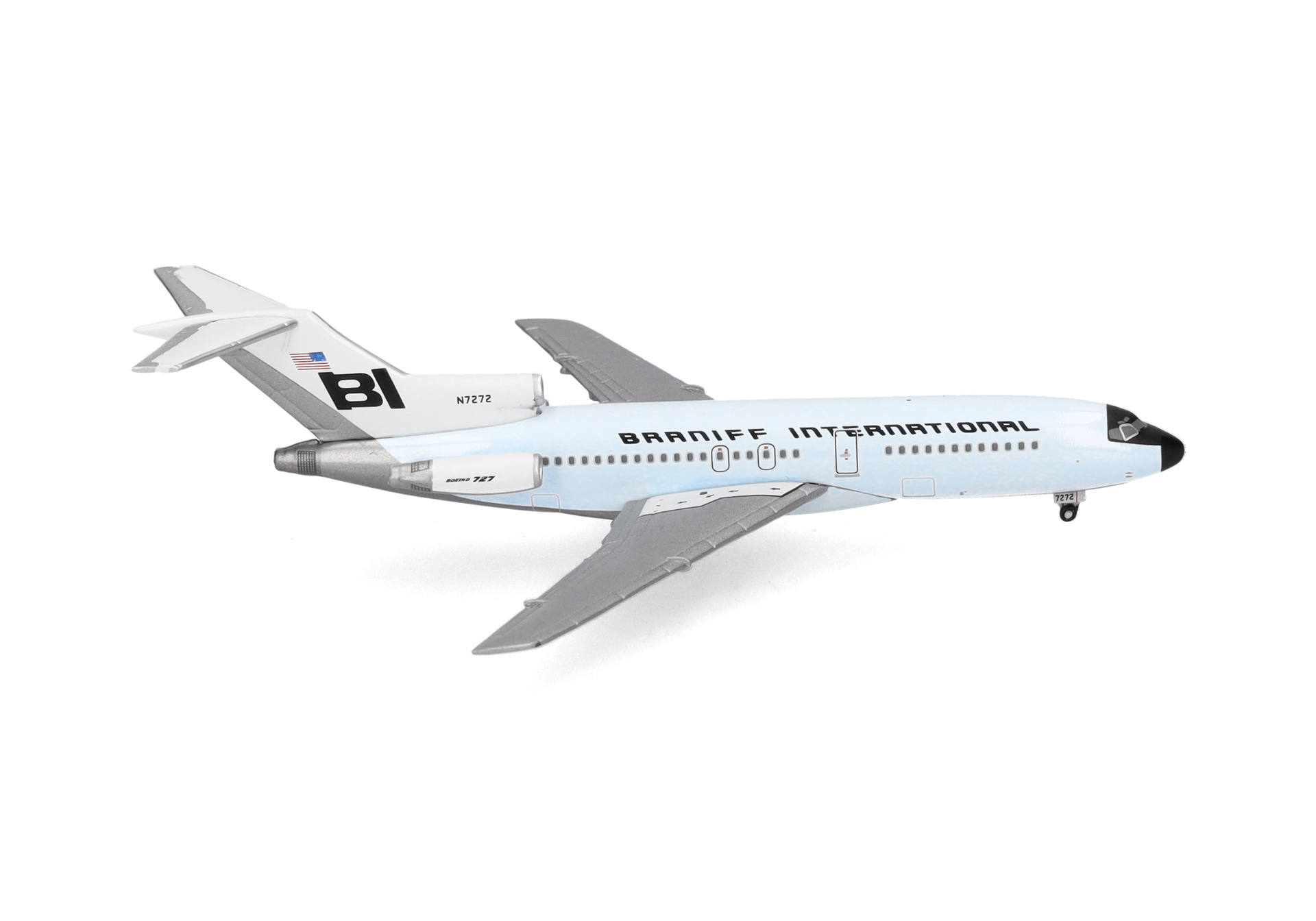 537995 Herpa CLUB MODELS Braniff International Airways / ブラニフ航空 Light Sky Blue B727-100 N7272 プラスチック製スタンド付 1:500 メーカー完売 Herpa CLUB MODELS 1:500 Braniff International Airways / ブラニフ航空 727-100 亜鉛ダイキャスト製
