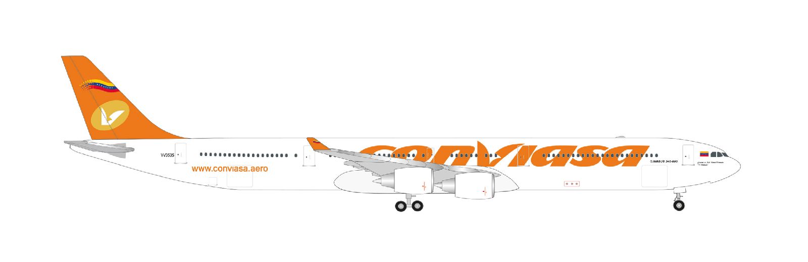 538626 Herpa Conviasa / コンビアサ航空 A340-600 YV3535 El Brillante 1:500 お取り寄せ