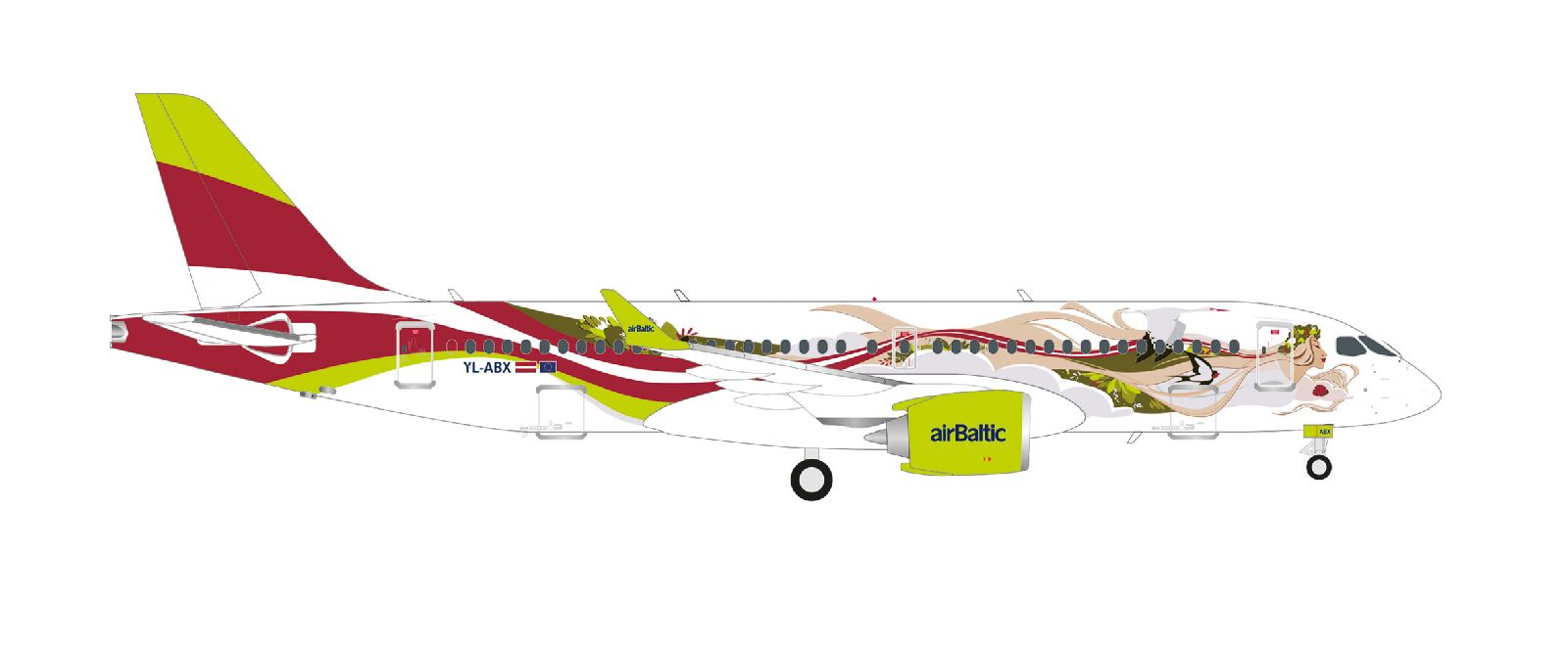 562850 Herpa airBaltic / エア バルティック A220-300 YL-ABX 50th A220 1:400 お取り寄せ