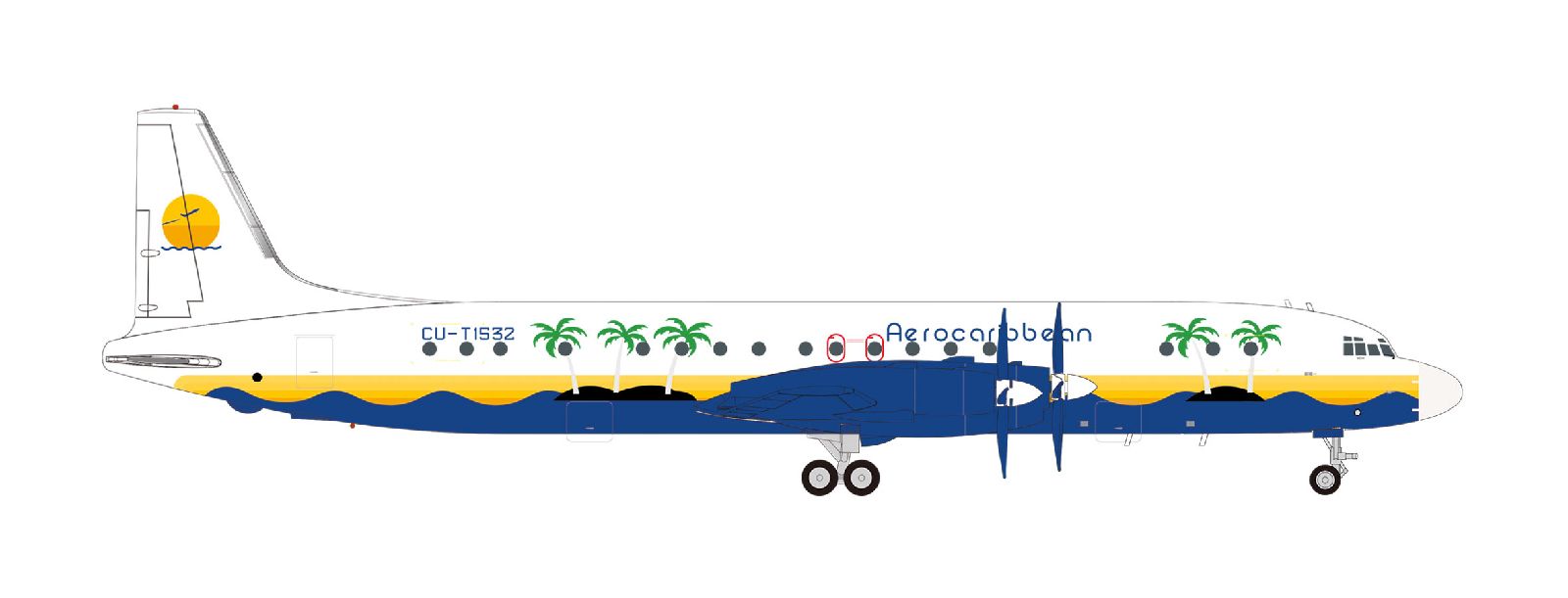 573719 Herpa Aero Caribbean / アエロ・カリビアン航空 IL-18 CU-T1532 1:200 お取り寄せ
