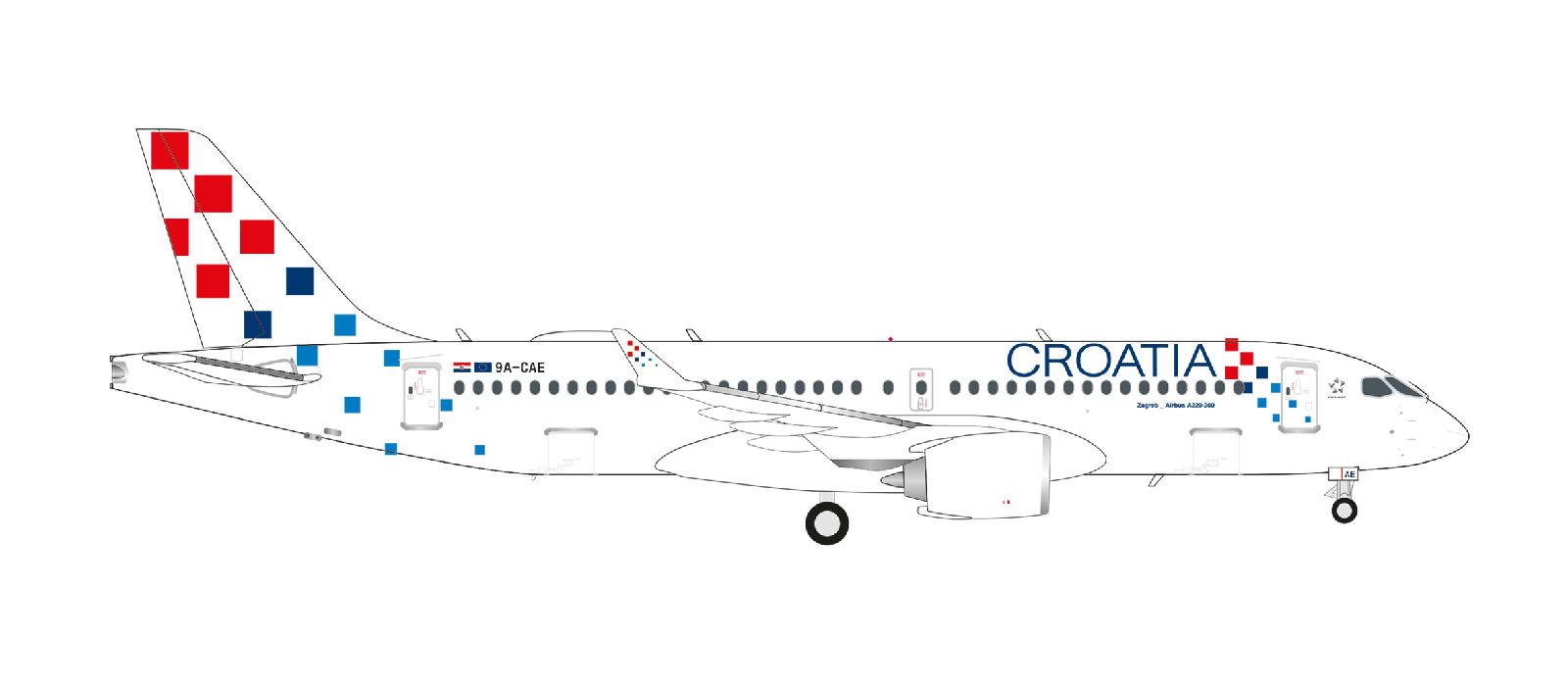 573757 Herpa Croatia Airlines / クロアチア航空 A220-300 9A-CAE Zagreb 1:200 完売しました。