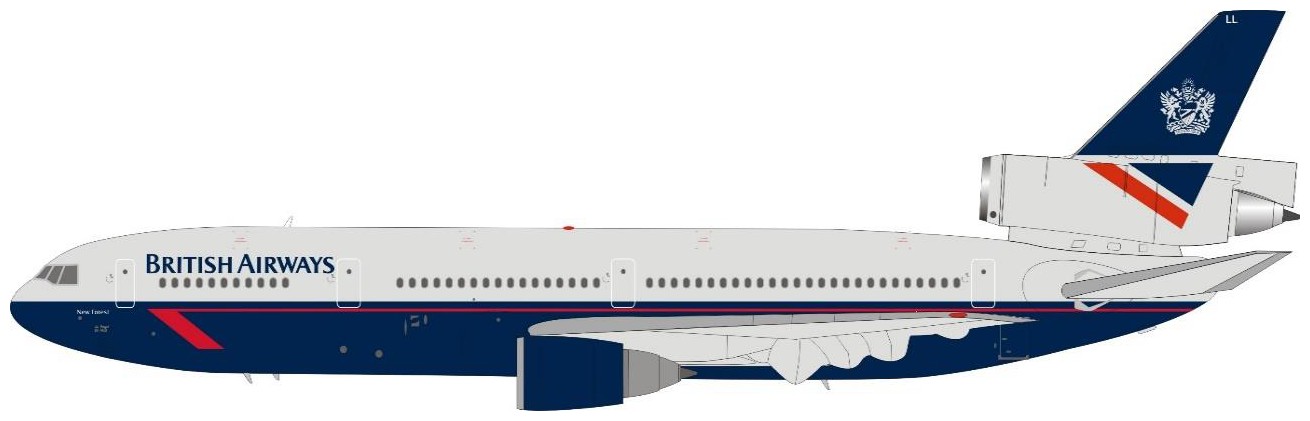 ARDBA26 ARD200 British Airways / 英国航空 ブリティッシュ・エアウェイズ  DC-10-30 G-MULL 1:200 完売しました。 ARD200 1:200 British Airways / 英国航空 ブリティッシュ・エアウェイズ DC-10 亜鉛ダイキャスト製