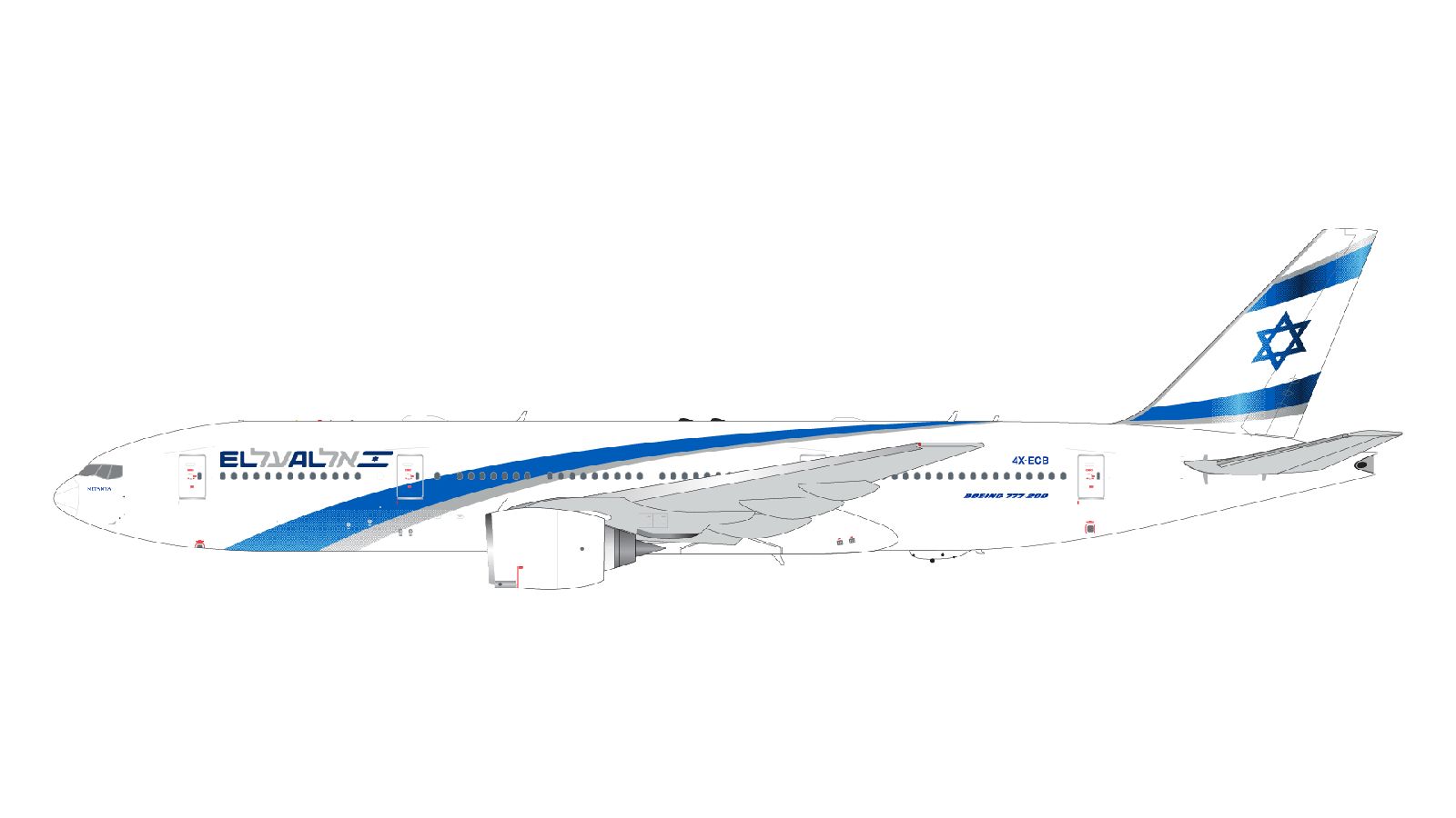 G2ELY1361 GEMINI 200 El Al Israel Airlines / エル・アル航空/イスラエル B777-200ER 4X-ECB スタンド付 1:200 お取り寄せ