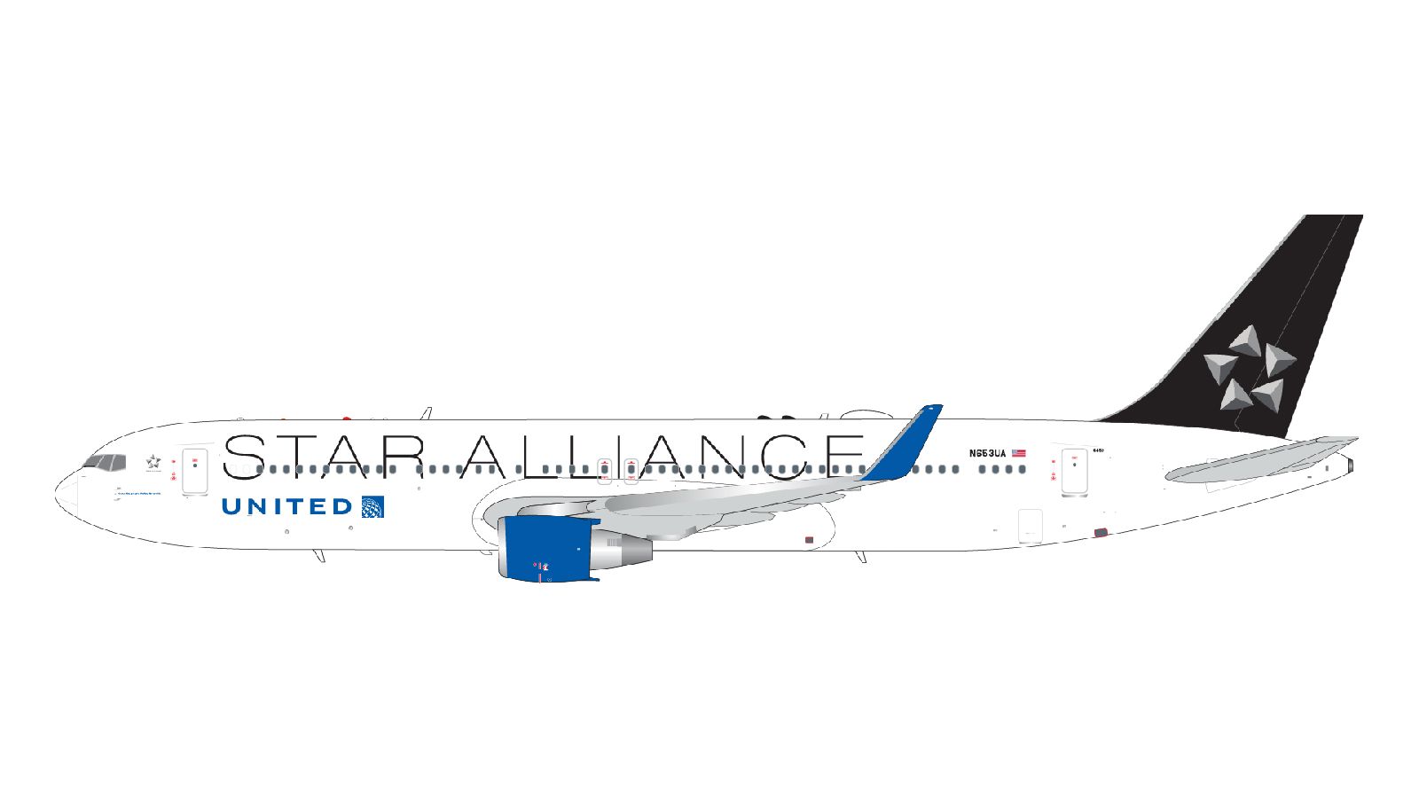 G2UAL1379 GEMINI 200 United Airlines / ユナイテッド航空 B767-300ER N653UA Star Alliance スタンド付 1:200 お取り寄せ