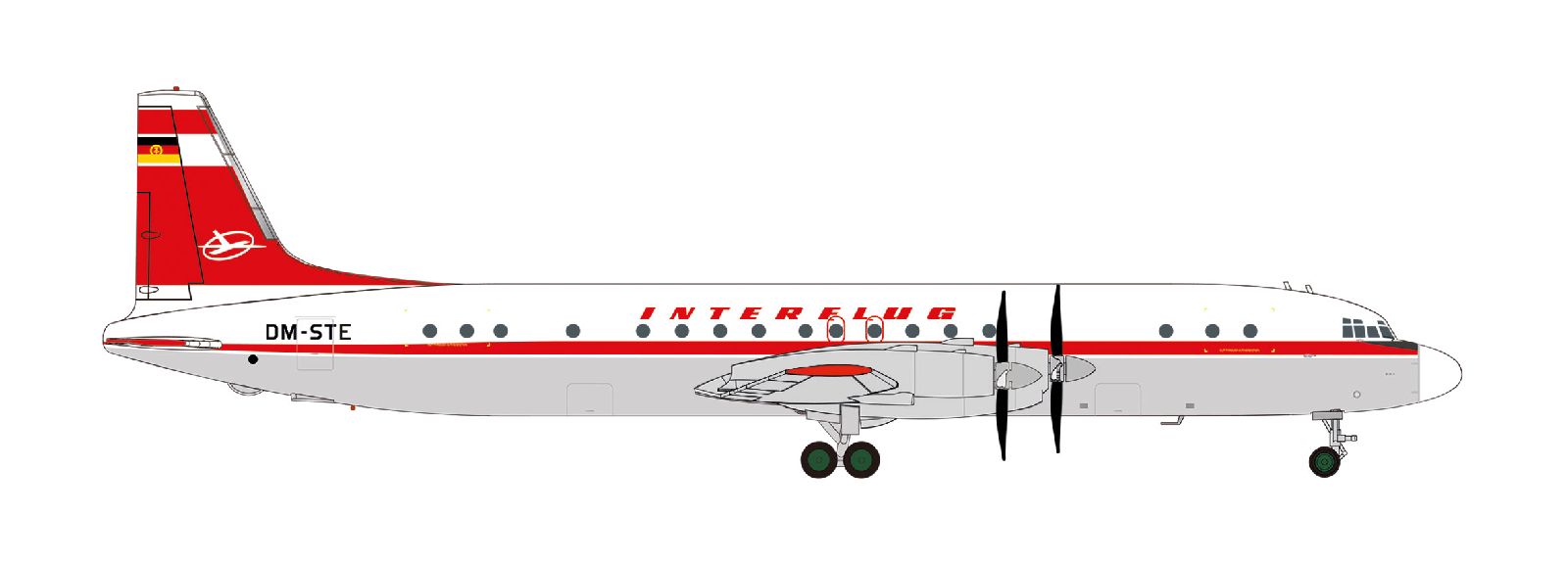 538800 Herpa Interflug / インターフルグ/インターフルーク IL-18 DM-STE 1:500 お取り寄せ