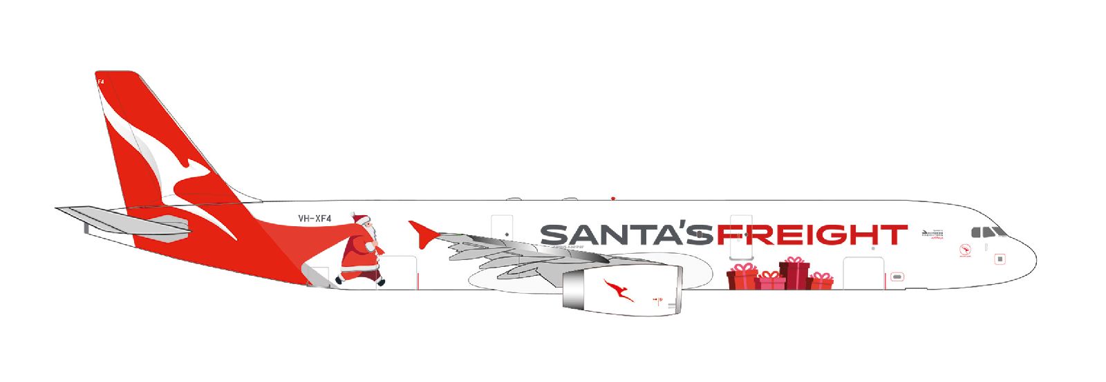 538817 Herpa Qantas Freight / カンタス・フライト A321P2F VH-XF4 Santa's Freight 1:500 Herpa 1:500 Qantas Freight / カンタス・フライト A321F 亜鉛ダイキャスト製
