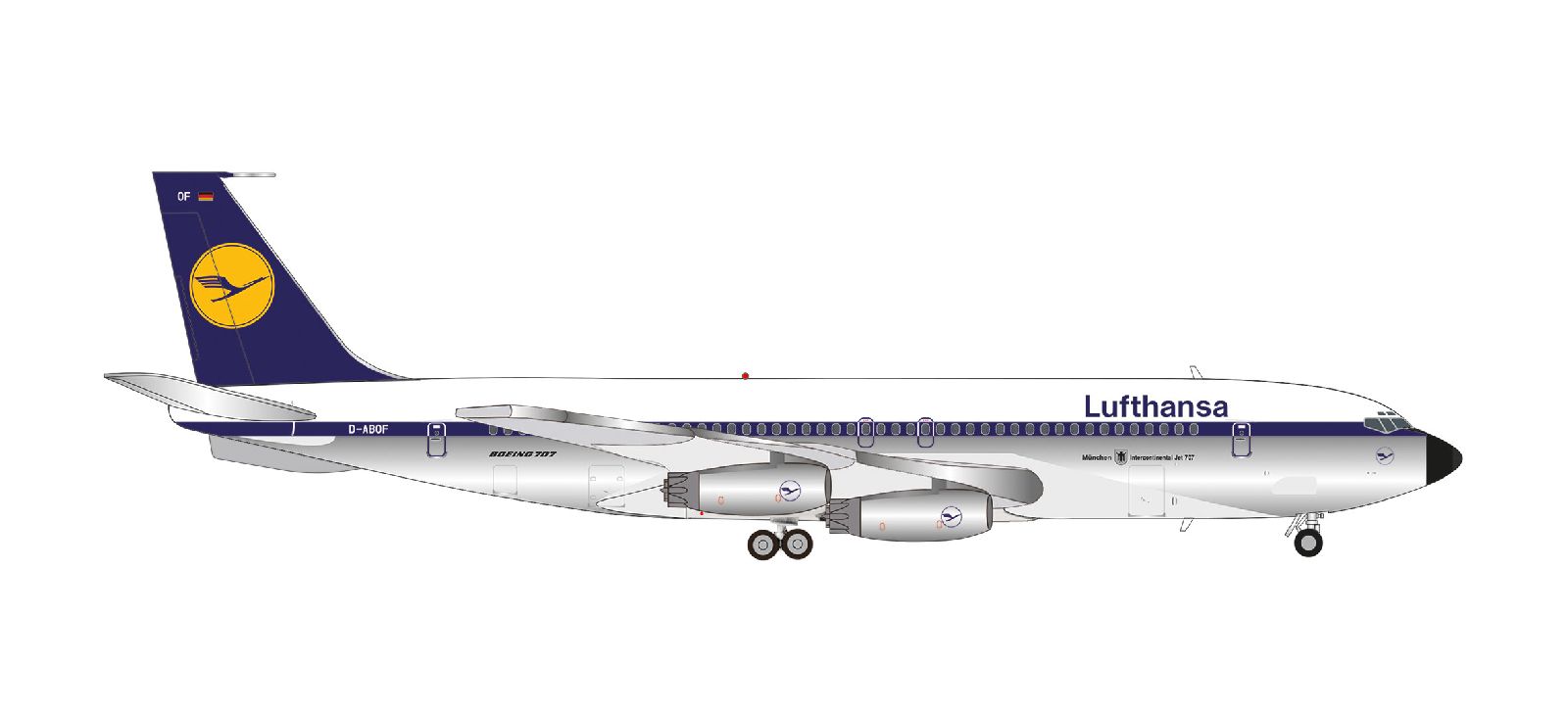 573702 Herpa Lufthansa / ルフトハンザドイツ航空 B707-400  D-ABOF München 1:200 予約 Herpa 1:200 Lufthansa / ルフトハンザドイツ航空 707-400 亜鉛ダイキャスト製