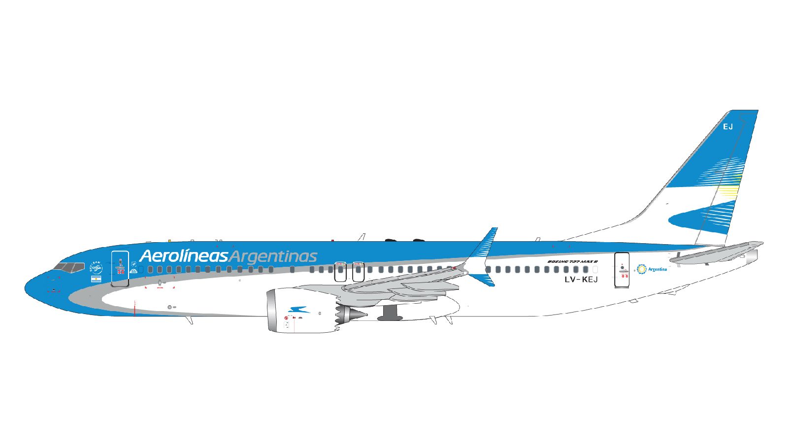 G2ARG1397 GEMINI 200 Aerolineas Argentinas / アルゼンチン航空 B737 MAX8 LV-KEJ  アップグレードスタンド付 1:200 お取り寄せ