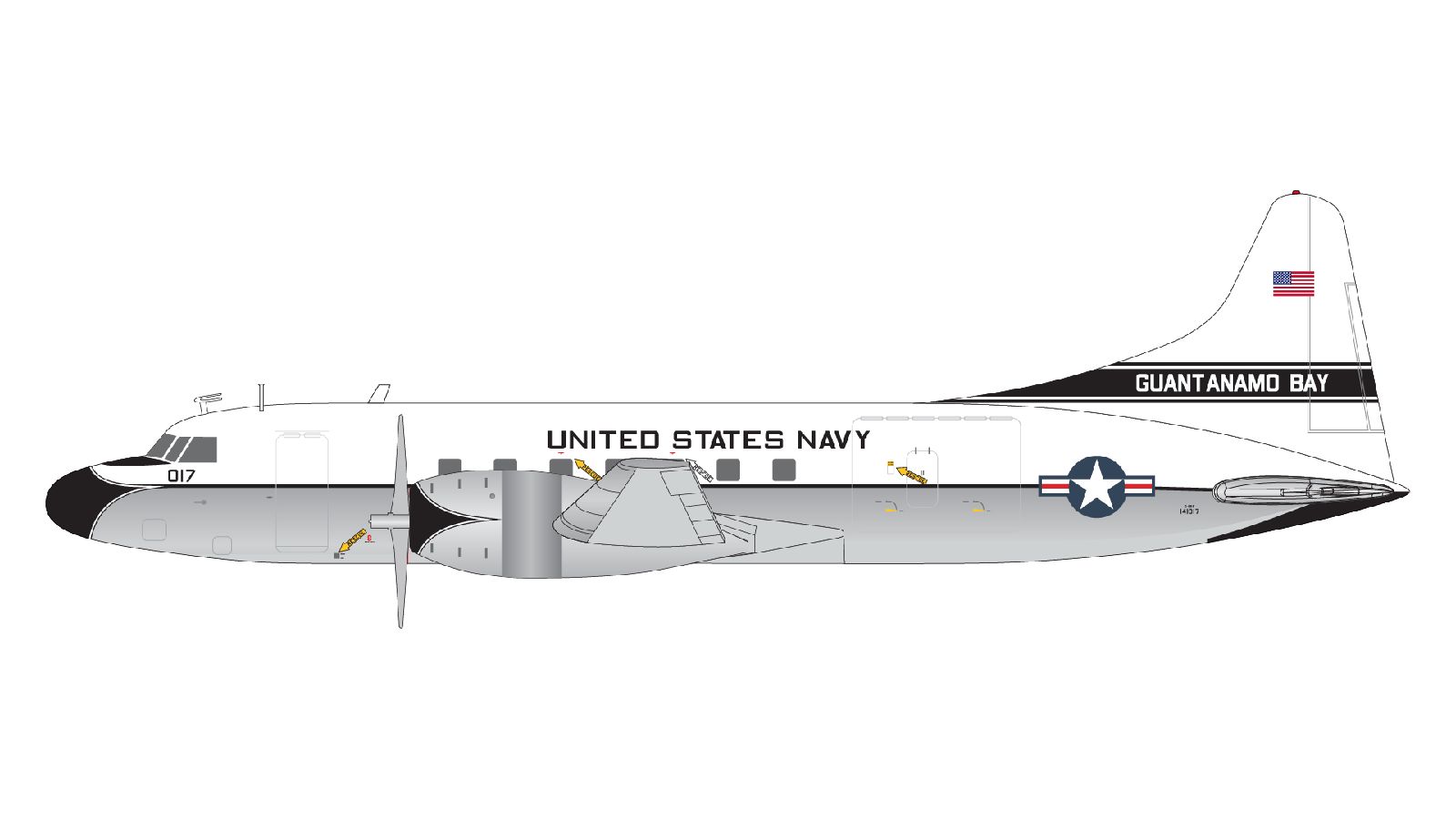 G2USN1137 GEMINI 200 US NAVY / アメリカ海軍 C-131F 141017 Guantanamo Bay スタンド付 1:200