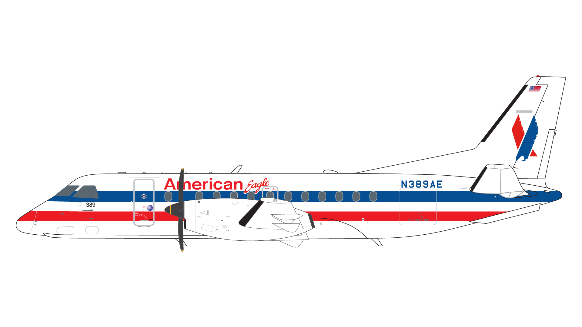 G2AAL1339 GEMINI 200 American Eagle / アメリカン・イーグル Saab340B N389AE  スタンド付 1:200 お取り寄せ