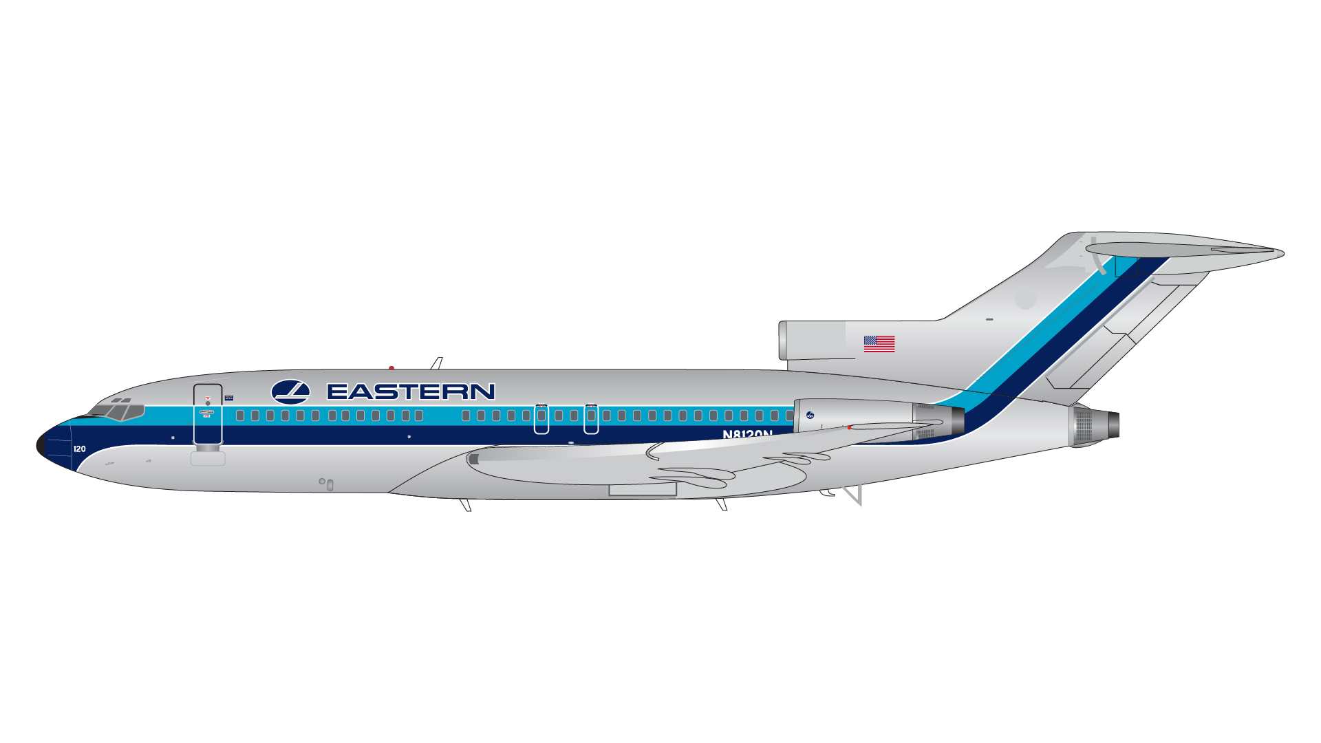 G2EAL1362 GEMINI 200 Eastern Air Lines / イースタン航空 B727-100 N8120N polished  livery; upgrade stand アップグレードスタンド付 1:200 お取り寄せ