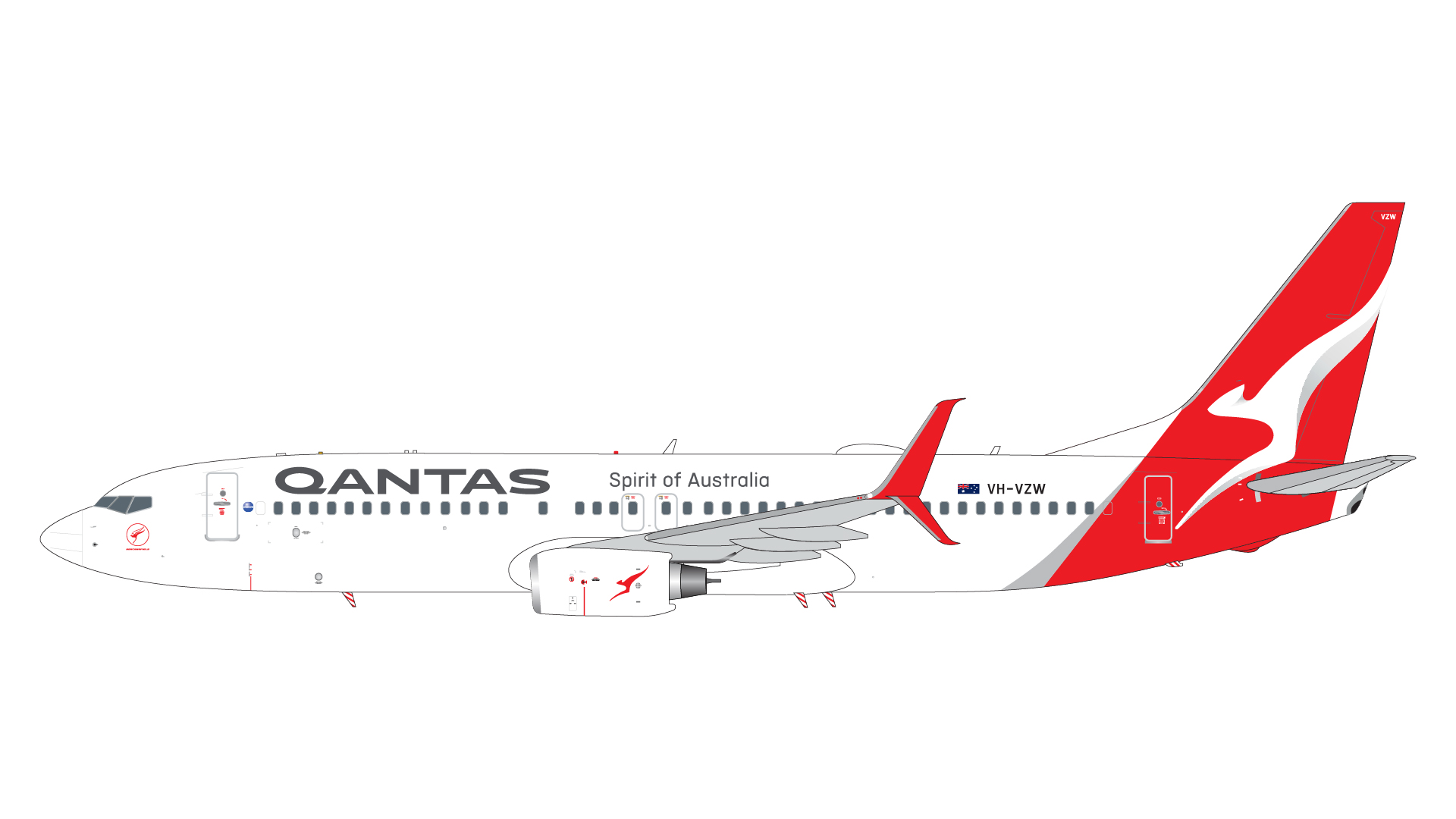 G2QFA1432 GEMINI 200 Qantas Airways / カンタス航空 B737-800S VH-VZW upgraded stand アップグレードスタンド付 1:200 お取り寄せ