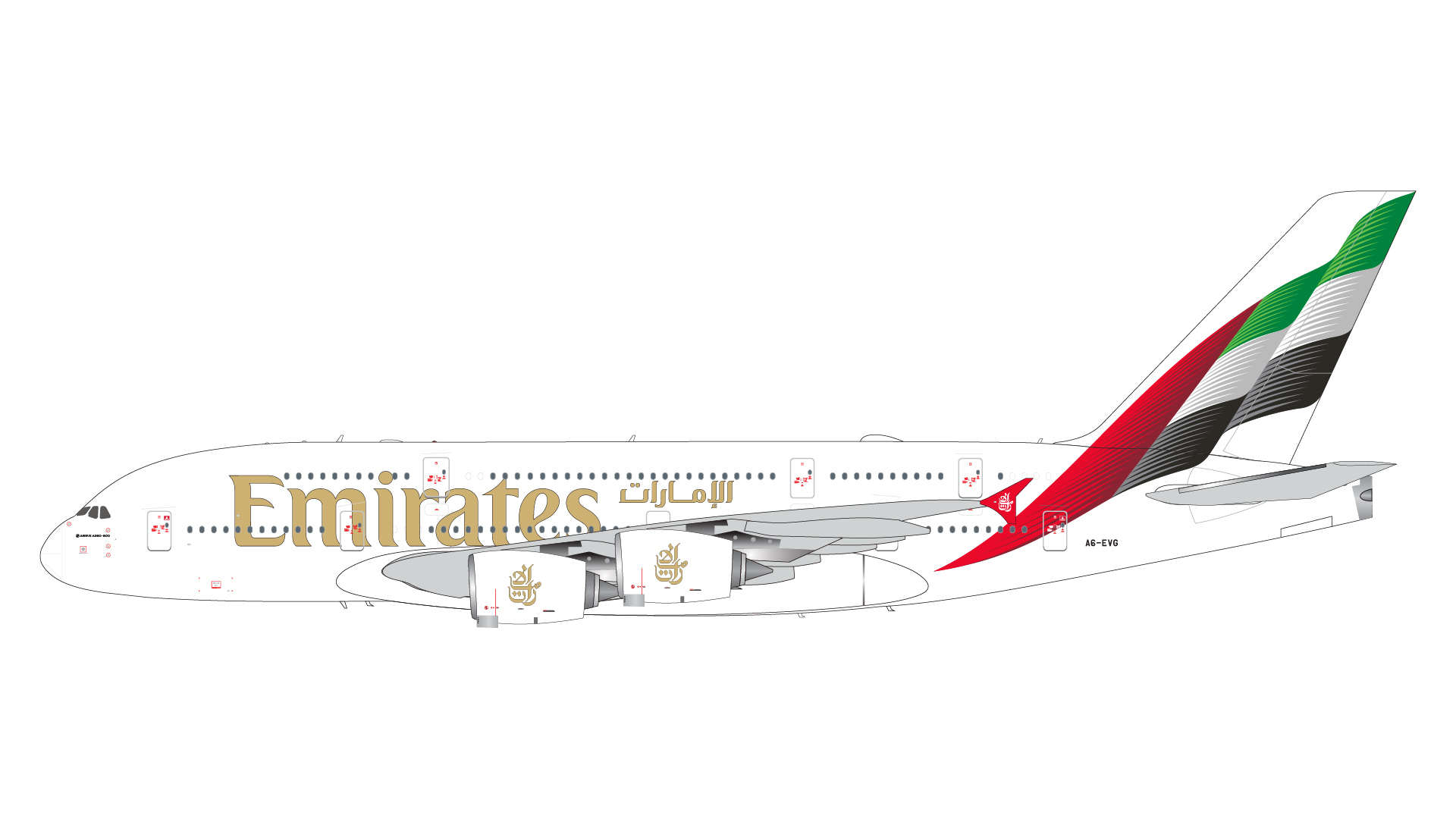 G2UAE1443 GEMINI 200 Emirates / エミレーツ航空 A380-800 A6-EVG  スタンド付 1:200 完売しました。