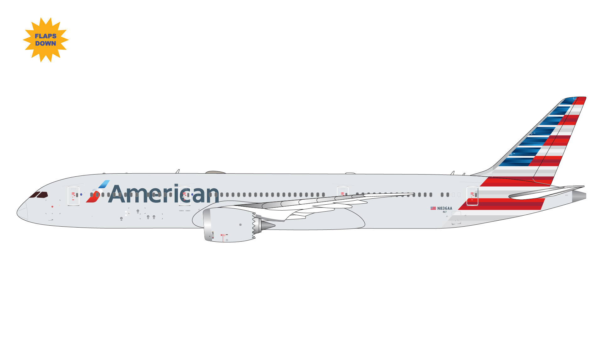 GJAAL2356F GEMINI JETS American Airlines / アメリカン航空  B787-9 flaps down N836AA 1:400