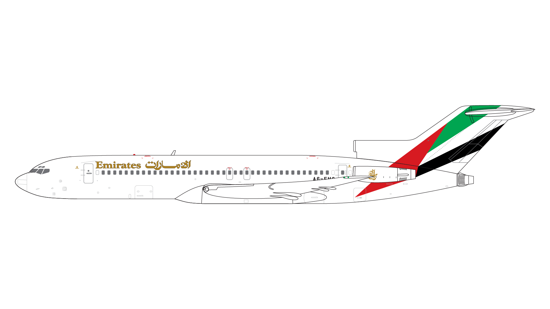 GJUAE2233 GEMINI JETS Emirates / エミレーツ航空 B727-200 A6-EMC 1:400