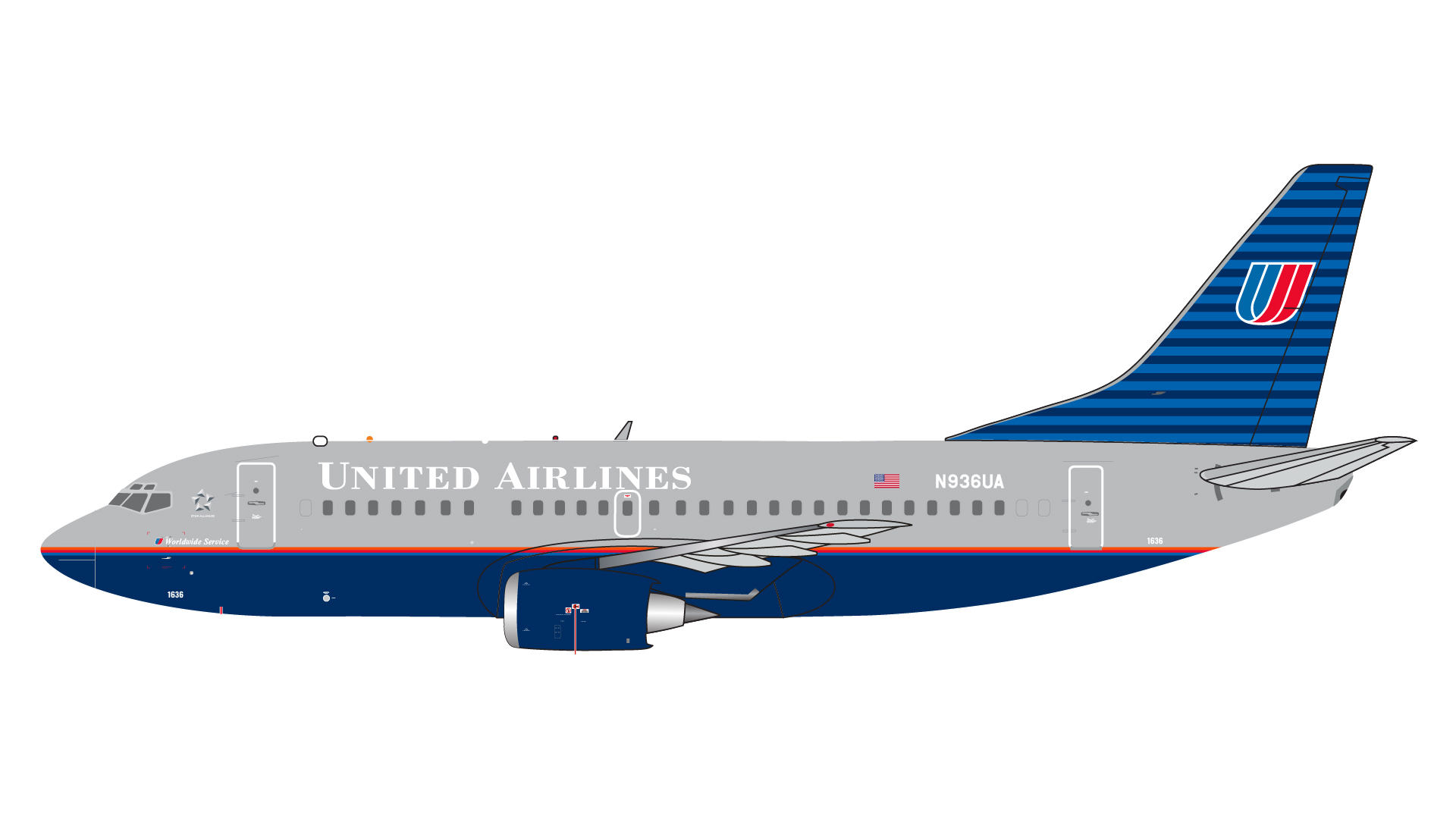 GJUAL2348 GEMINI JETS United Airlines / ユナイテッド航空 battleship livery B737-500 N936UA 1:400 GEMINI JETS 1:400 United Airlines / ユナイテッド航空 737-500 亜鉛ダイキャスト製