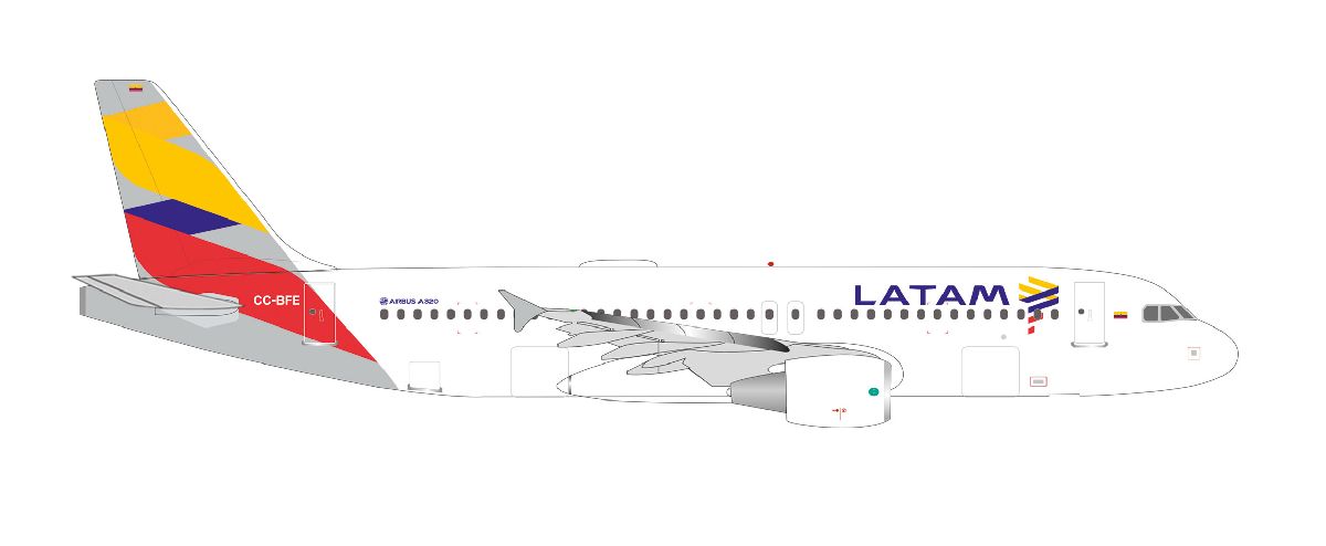 538855 Herpa LATAM Airlines / ラタム航空 A320 CC-BFE コロンビア 1:500 お取り寄せ