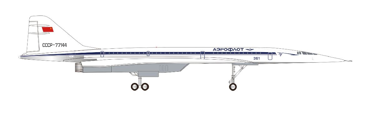 573870 Herpa Tupolev Design Bureau / ツポレフ設計局 ツポレフデザインビューロー Tu-144S CCCP-77144 Le Bourget 1975 1:200