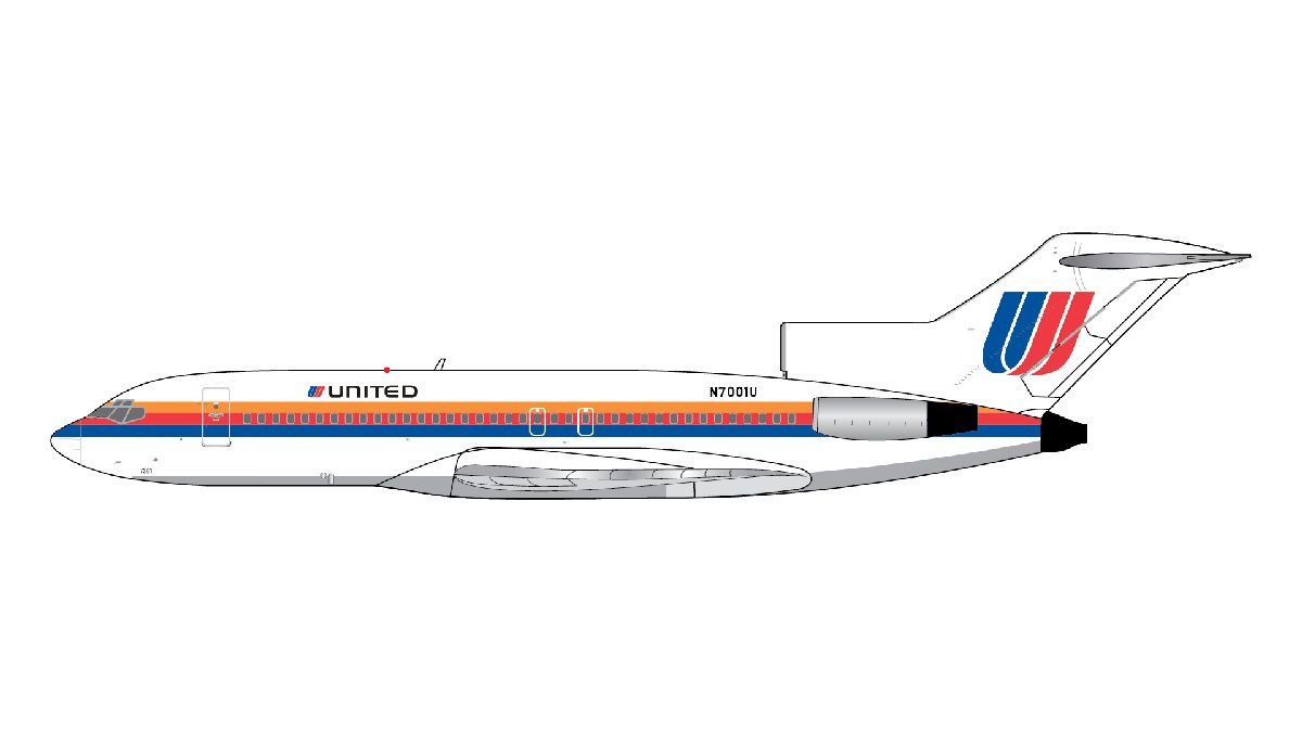 GJUAL2349 GEMINI JETS United Airlines / ユナイテッド航空 Saul Bass livery; polished belly B727-100 N7001U 1:400