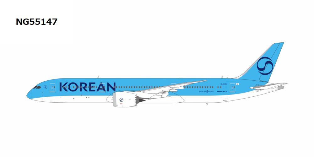 NG55147 NG MODELS Korean Air / 大韓航空 Korean Air's first 787-9 in 2025's livery B787-9 HL8081 1:400 お取り寄せ NG MODELS 1:400 Korean Air / 大韓航空 787-9 亜鉛ダイキャスト製