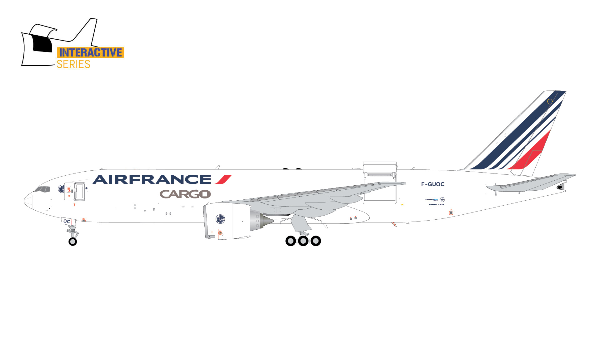 G2AFR1183 GEMINI 200 Air France Cargo / エールフランスカーゴ B777-200LRF F-GUOC Interactive Series 開閉選択式 スタンド付 1:200 お取り寄せ GEMINI JETS 1:200 Air France Cargo / エールフランスカーゴ 777-200F 亜鉛ダイキャスト製