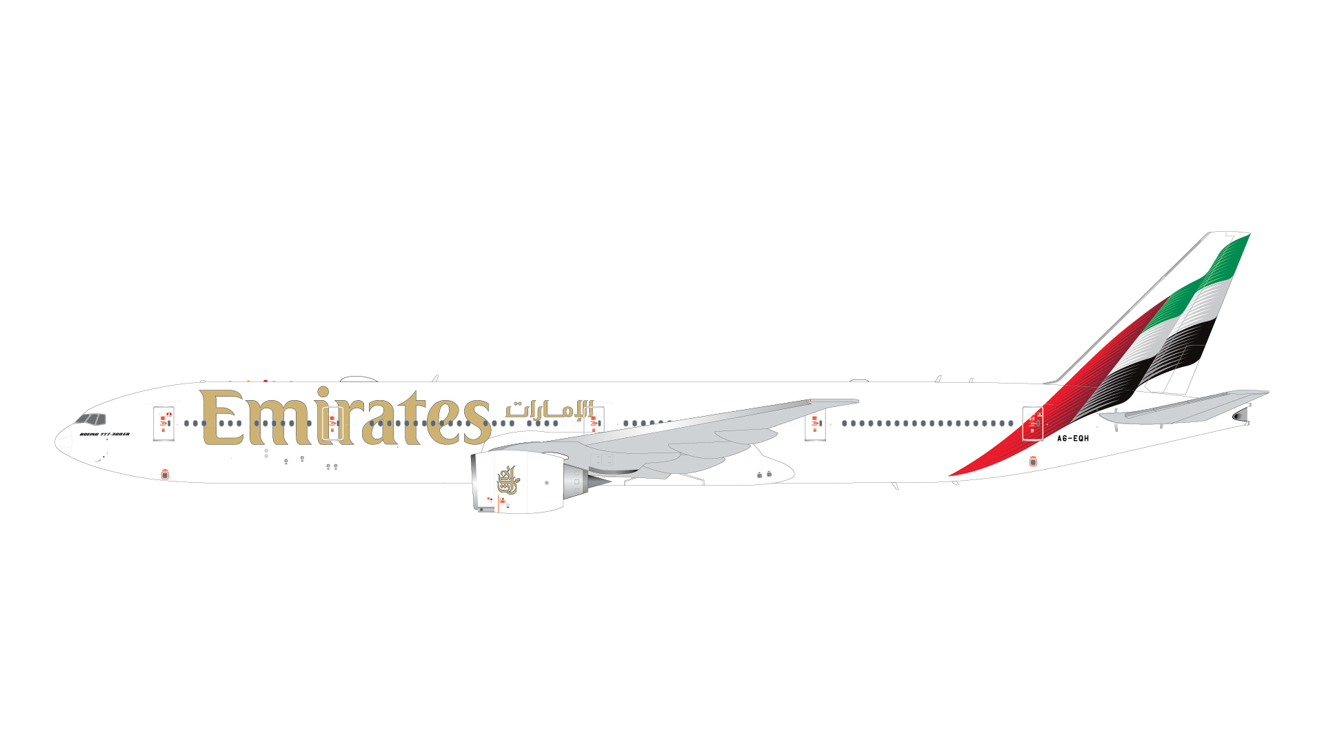 G2UAE1441 GEMINI 200 Emirates / エミレーツ航空 B777-300ER A6-EQH new livery アップグレードスタンド付 1:200