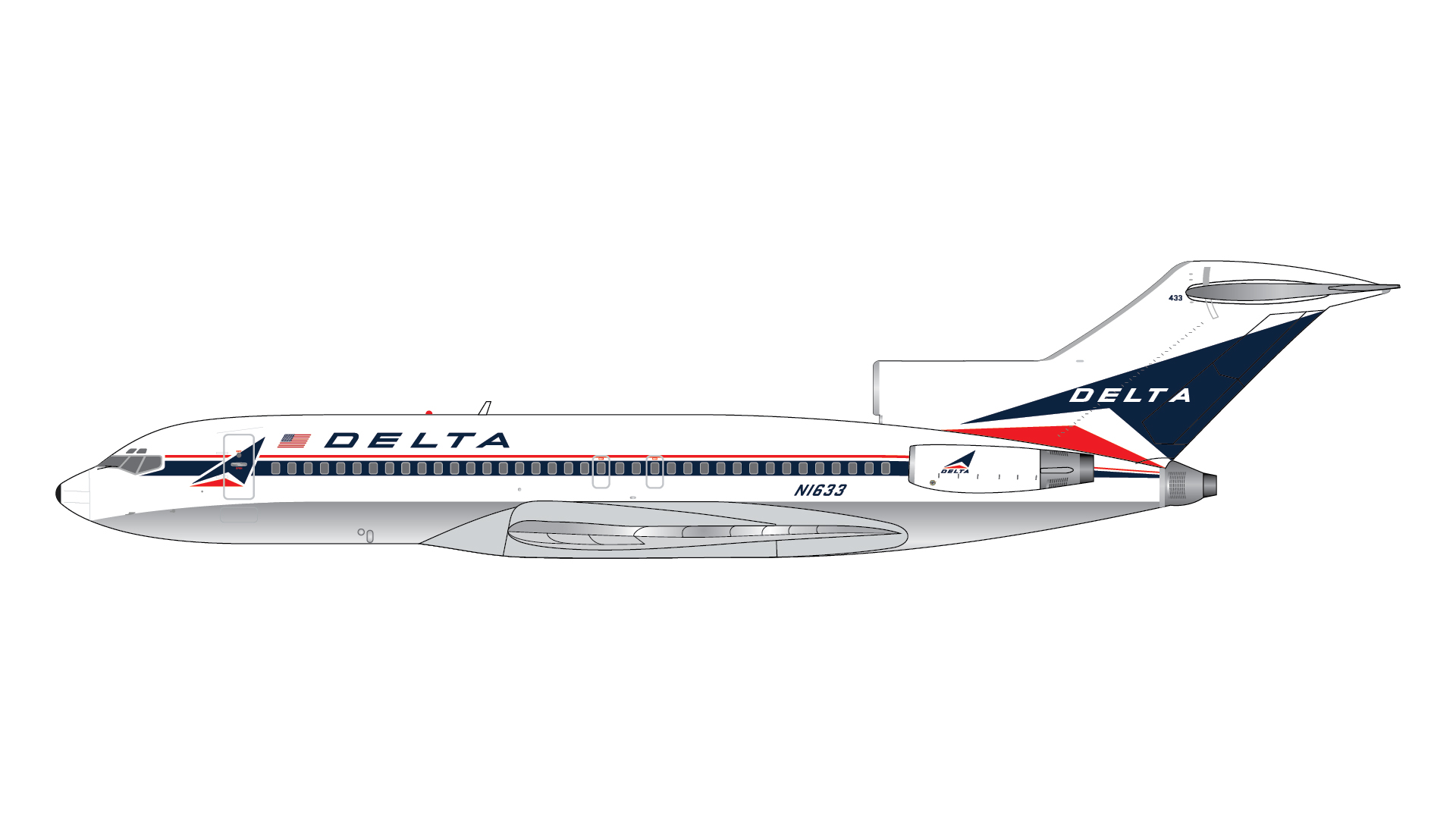 GJDAL2355 GEMINI JETS Delta Air Lines / デルタ航空 widget polished B727-100 N1633 1:400