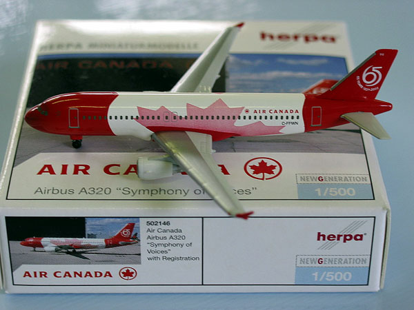 502146 Herpa Air Canada / エア・カナダ A320-200 C-FFWN Symphony of Voices 65th 1:500 メーカー完売 Herpa 1:500 Air Canada / エア・カナダ A320 亜鉛ダイキャスト製