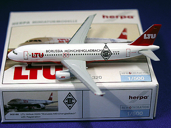 502160 Herpa LTU International / LTUインターナショナル A320-200 D-ALTB BORUSSIA MONCHENGLADBACH 1:500 メーカー完売