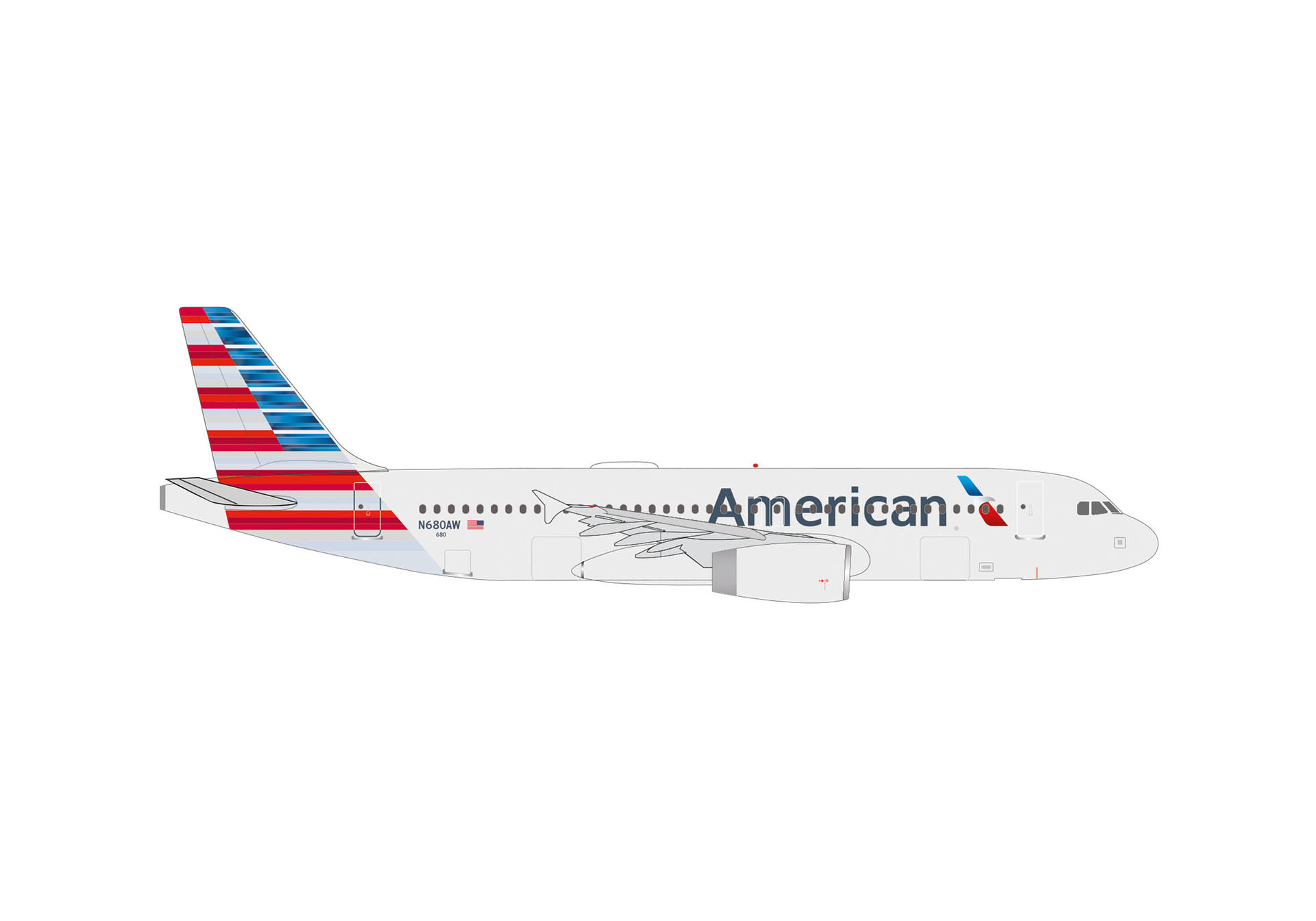 538879 Herpa American Airlines / アメリカン航空 A320 N680AW 1:500 お取り寄せ