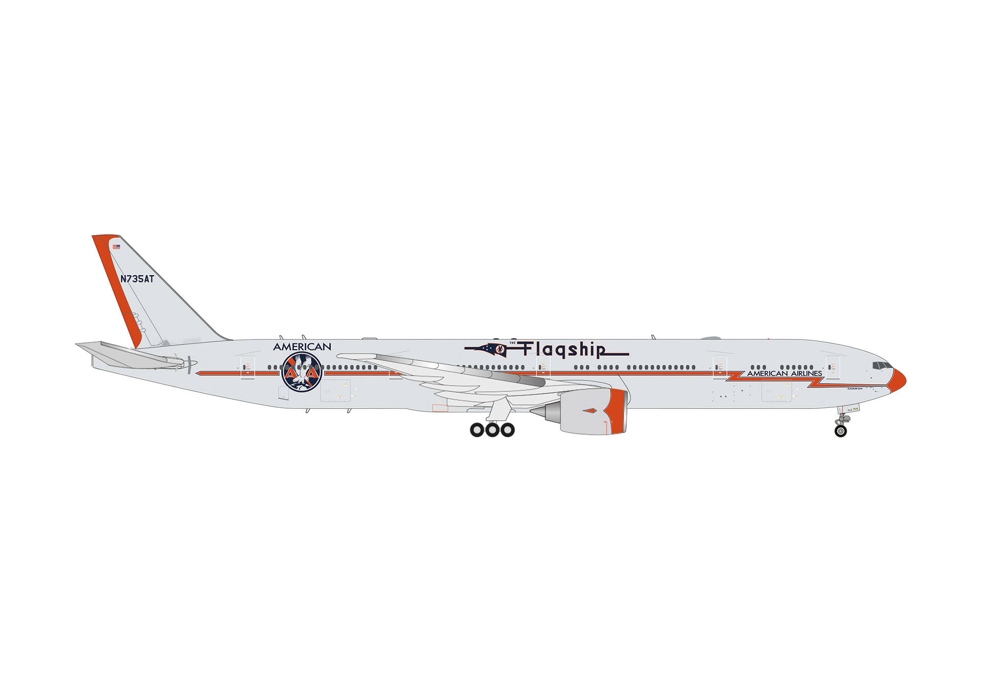 539173 Herpa American Airlines / アメリカン航空 B777-300ER N735AT Flagship Heritage Livery 1:500 予約