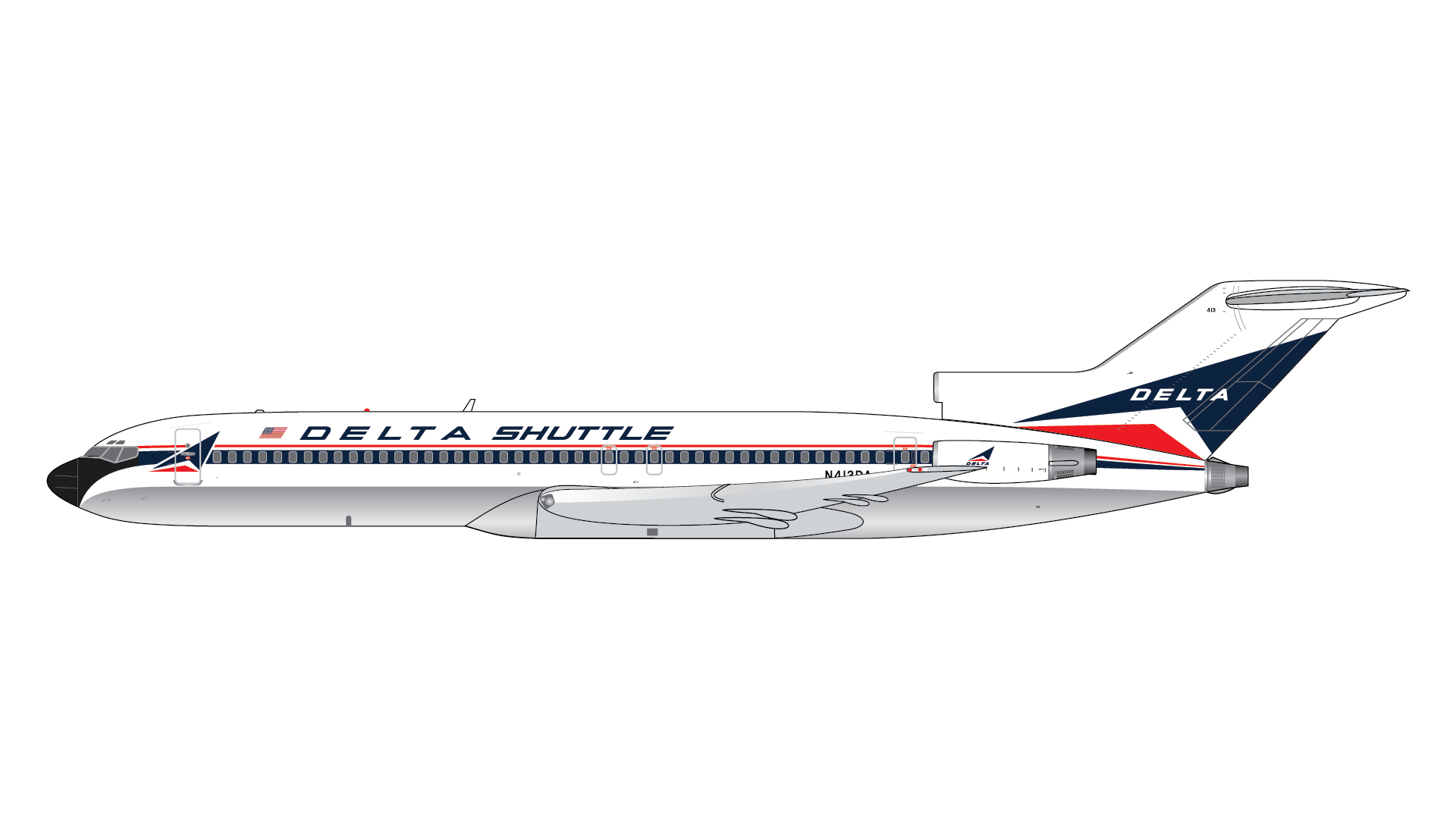 GJDAL2375 GEMINI JETS Delta Shuttle / デルタシャトル widget livery; polished belly B727-200/Adv. N413DA 1:400